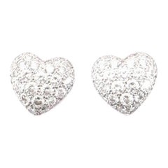 Cartier Heart Stud 18 Karat White Gold and Diamonds Earrings