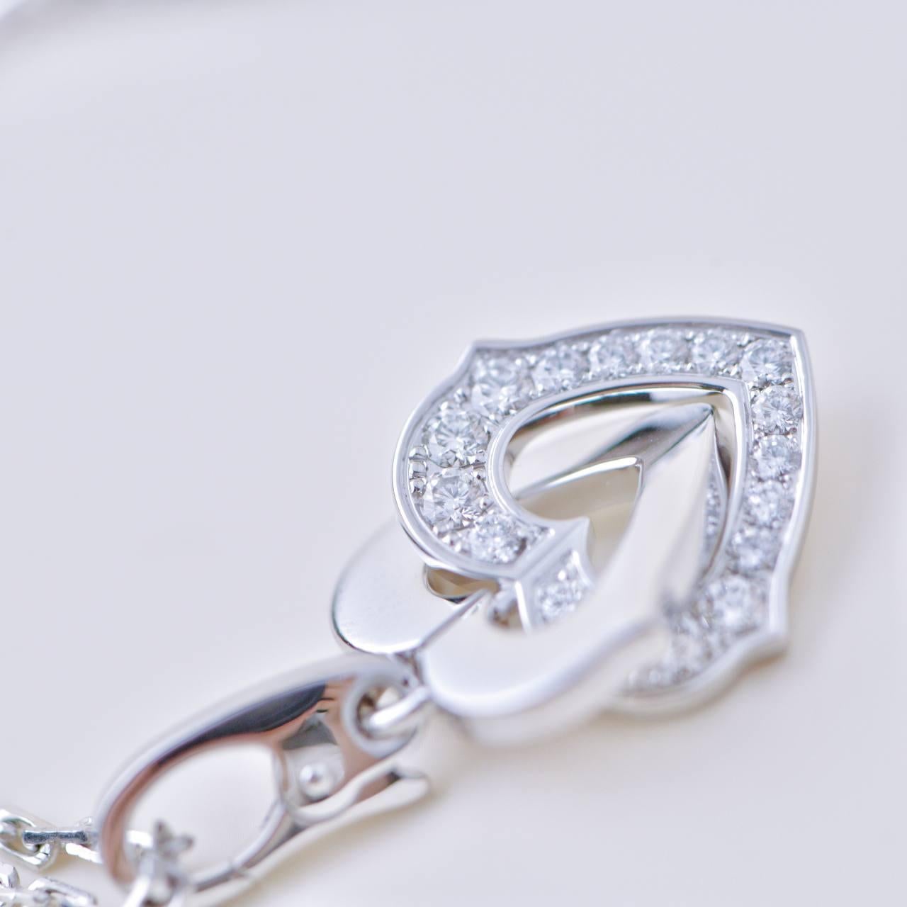 Cartier Hearts and Symbols Diamond Double Heart 18K White Gold Pendant Necklace For Sale 1