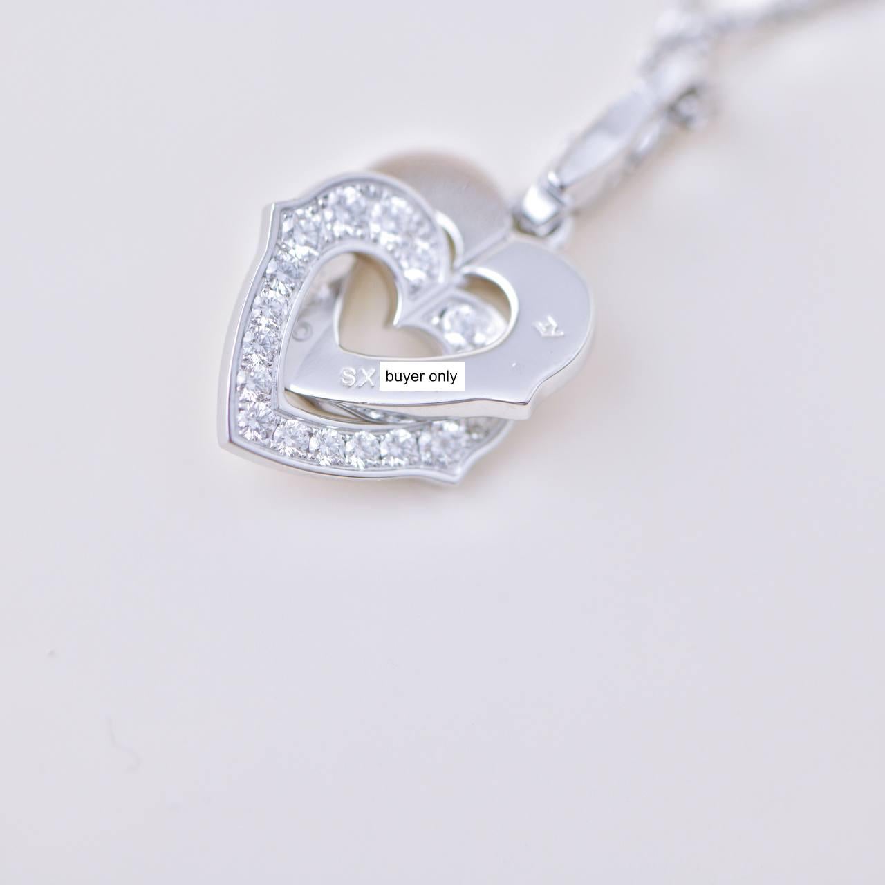 Cartier Hearts and Symbols Diamond Double Heart 18K White Gold Pendant Necklace For Sale 4