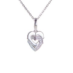 Cartier Hearts and Symbols Diamond Double Heart 18K White Gold Pendant Necklace