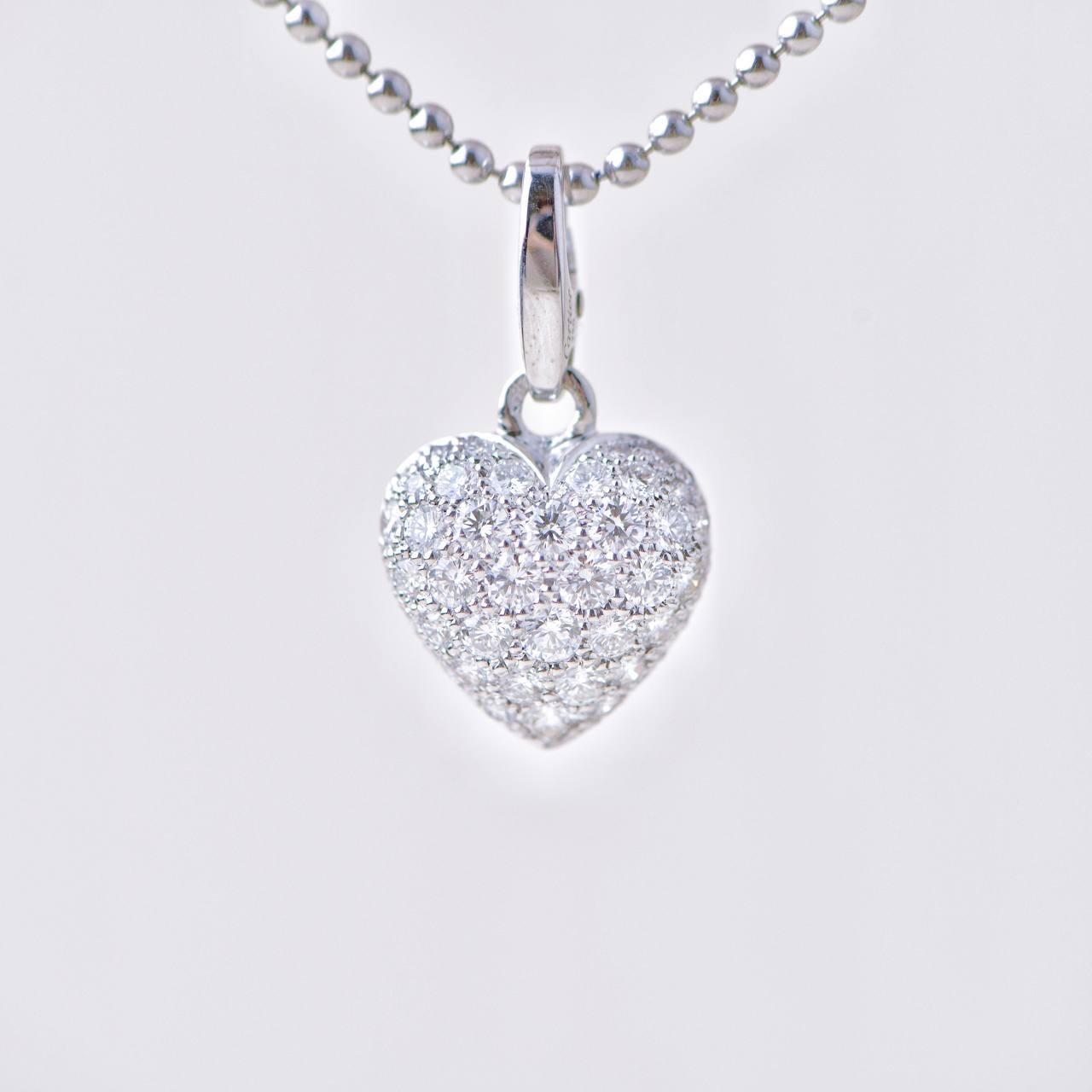 Cartier Hearts and Symbols Diamond Heart White Gold Pendant Necklace For Sale 1