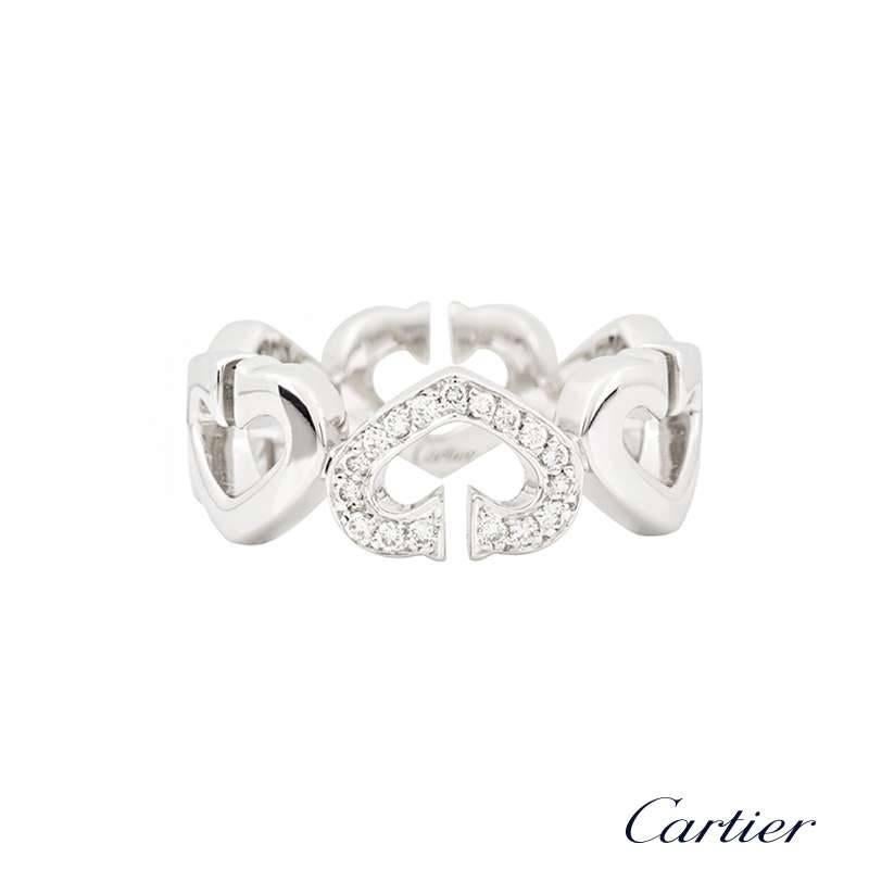 Round Cut Cartier Hearts and Symbols Diamond Set White Gold Ring