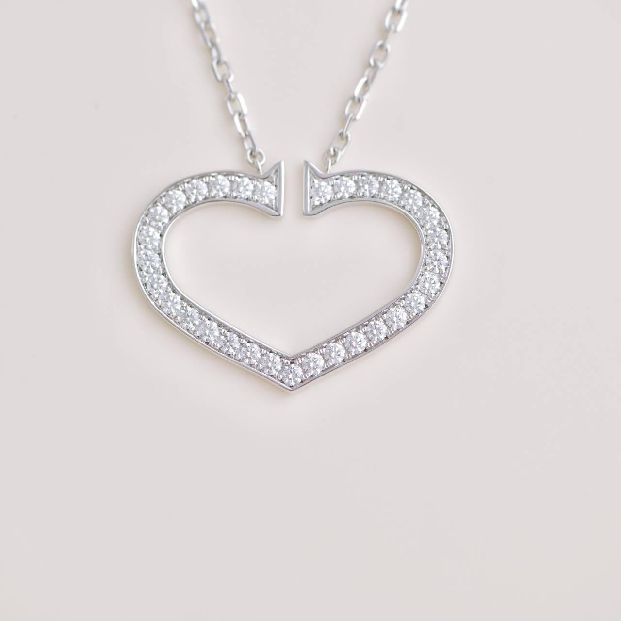 De las mujeres Collar Colgante Cartier Corazones y Símbolos Gran Diamante Oro Blanco 18k en venta