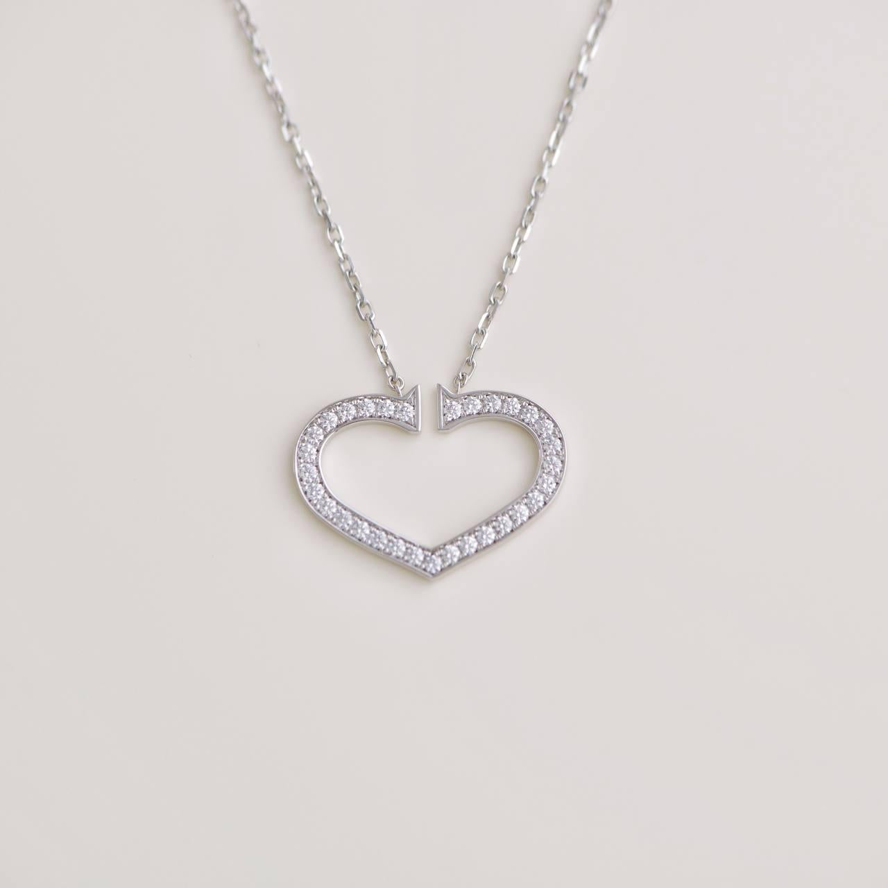 Collar Colgante Cartier Corazones y Símbolos Gran Diamante Oro Blanco 18k en venta 1