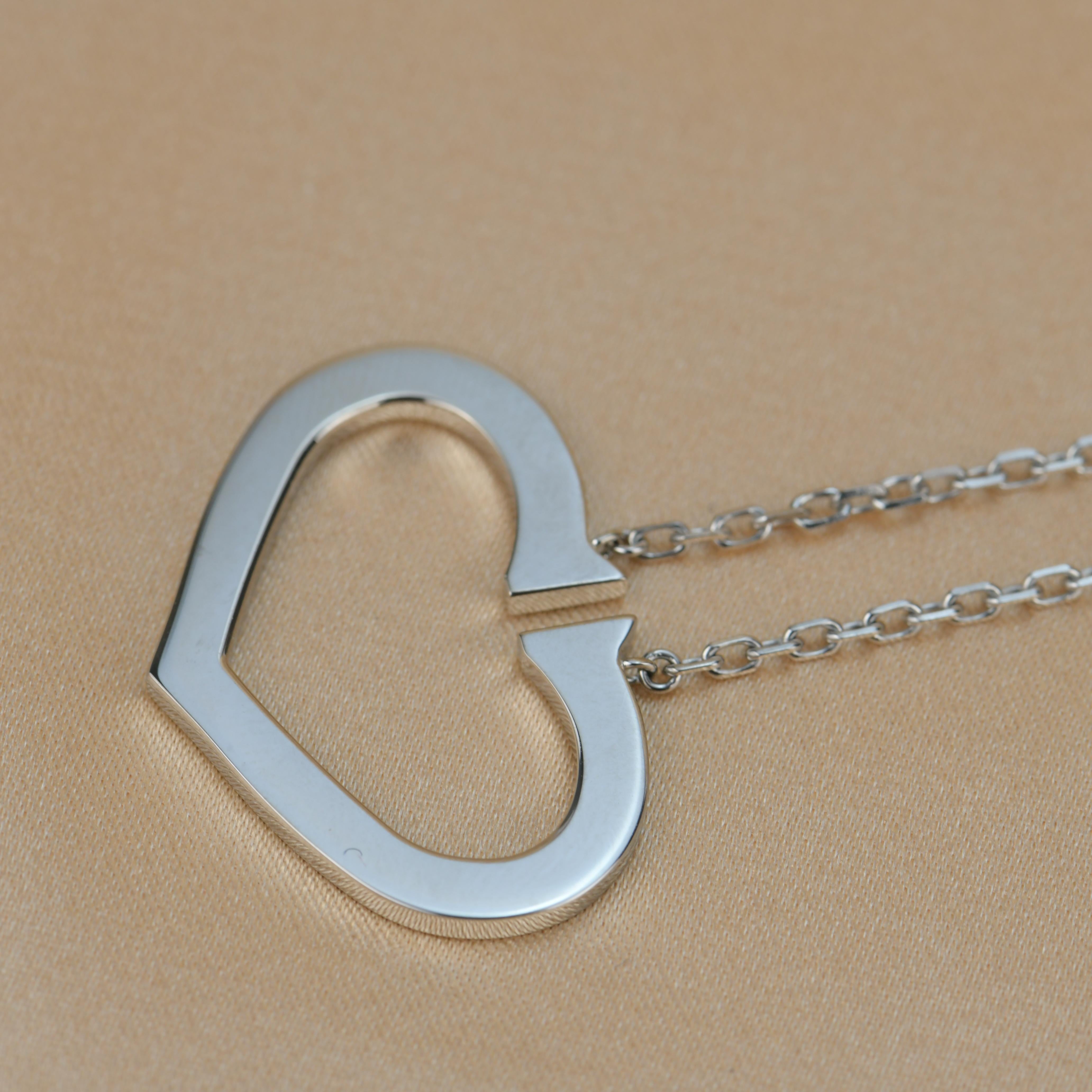 Women's Cartier Hearts and Symbols Large Diamond 18k White Gold Pendant Necklace