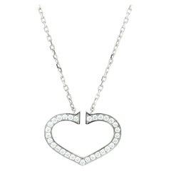 Cartier Hearts and Symbols Large Diamond 18k White Gold Pendant Necklace