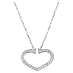 Cartier Hearts and Symbols Large Diamond 18k White Gold Pendant Necklace