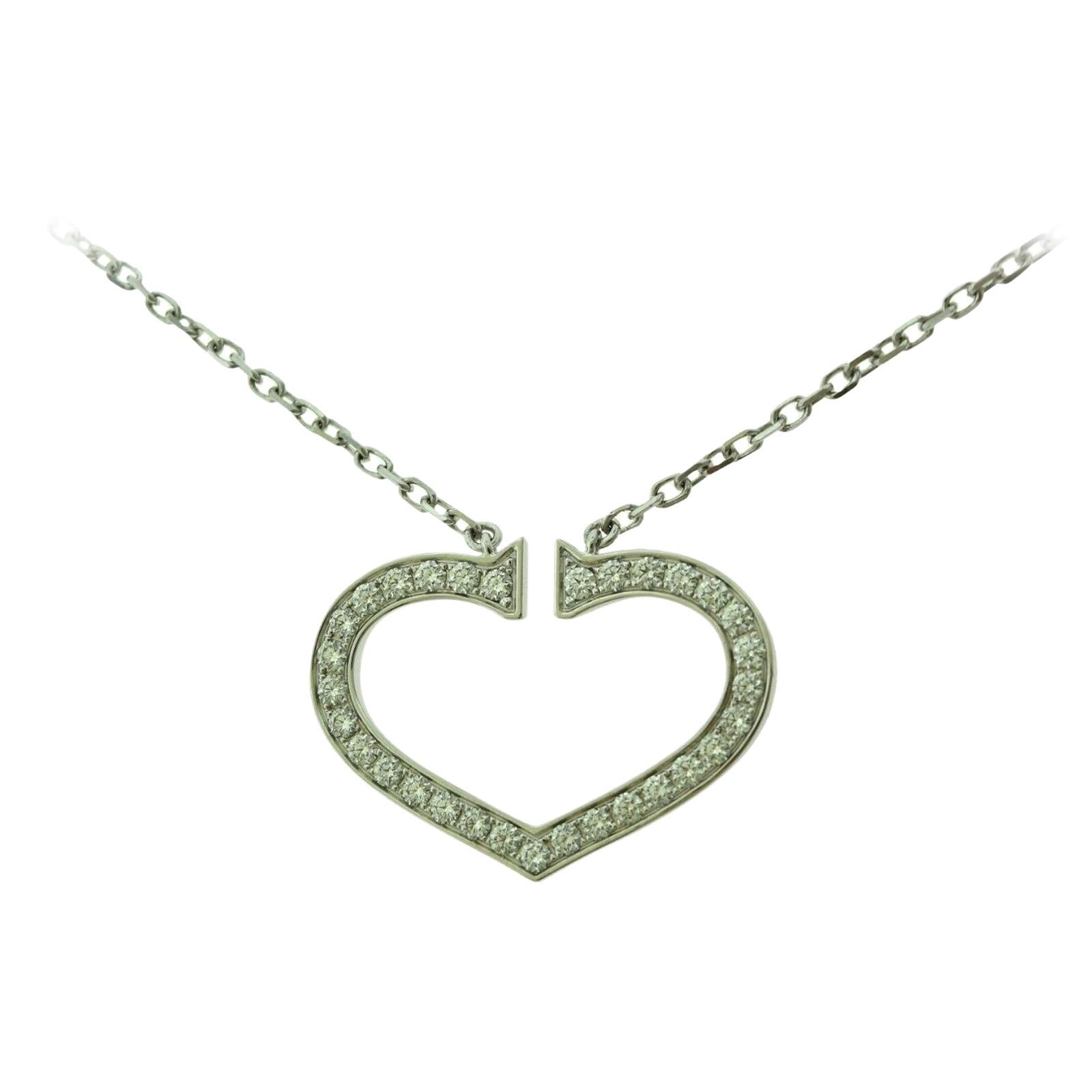 Cartier Hearts and Symbols Large Diamond Heart 18 Karat Gold Pendant Necklace For Sale