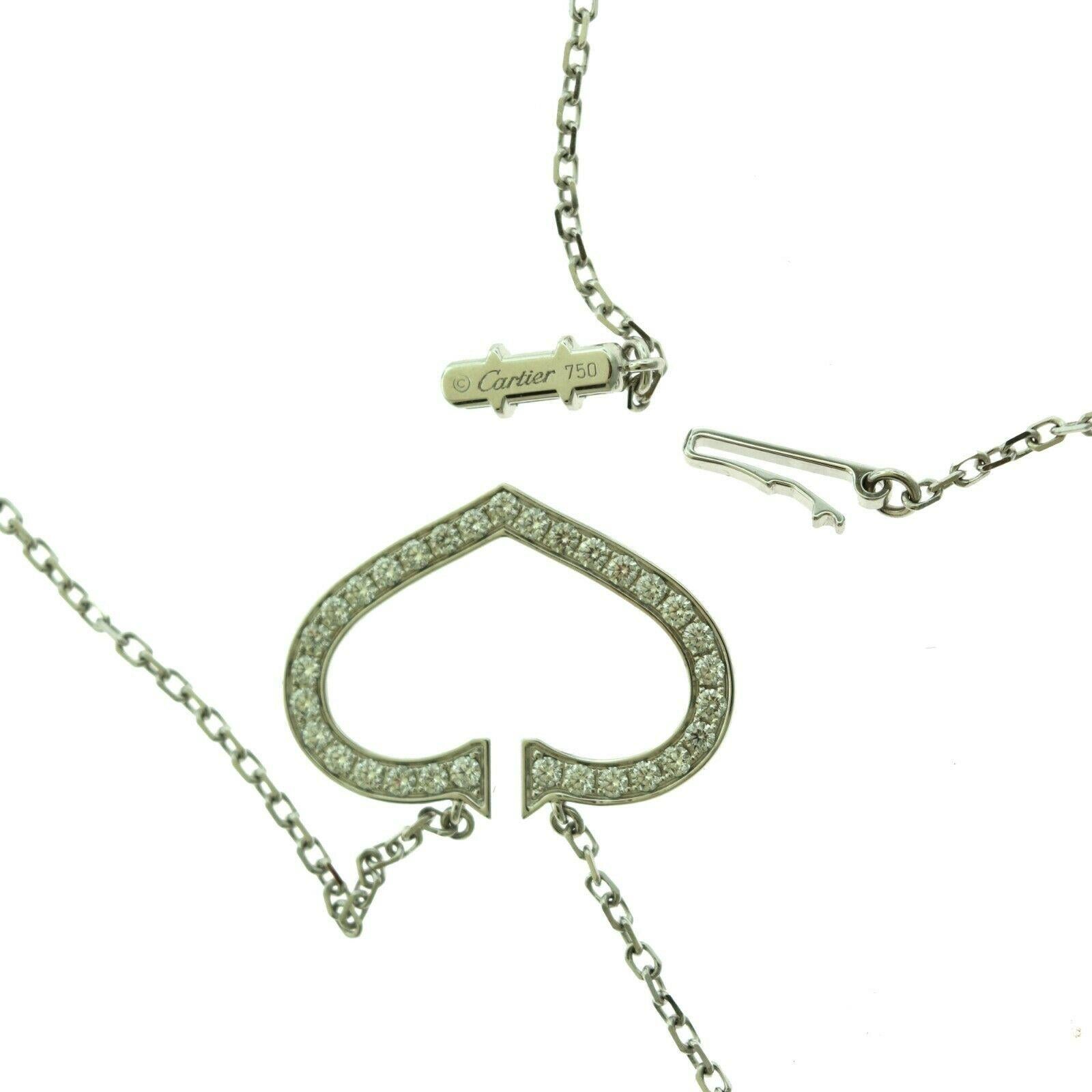 cartier 18k white gold diamond small hearts and symbols pendant necklace