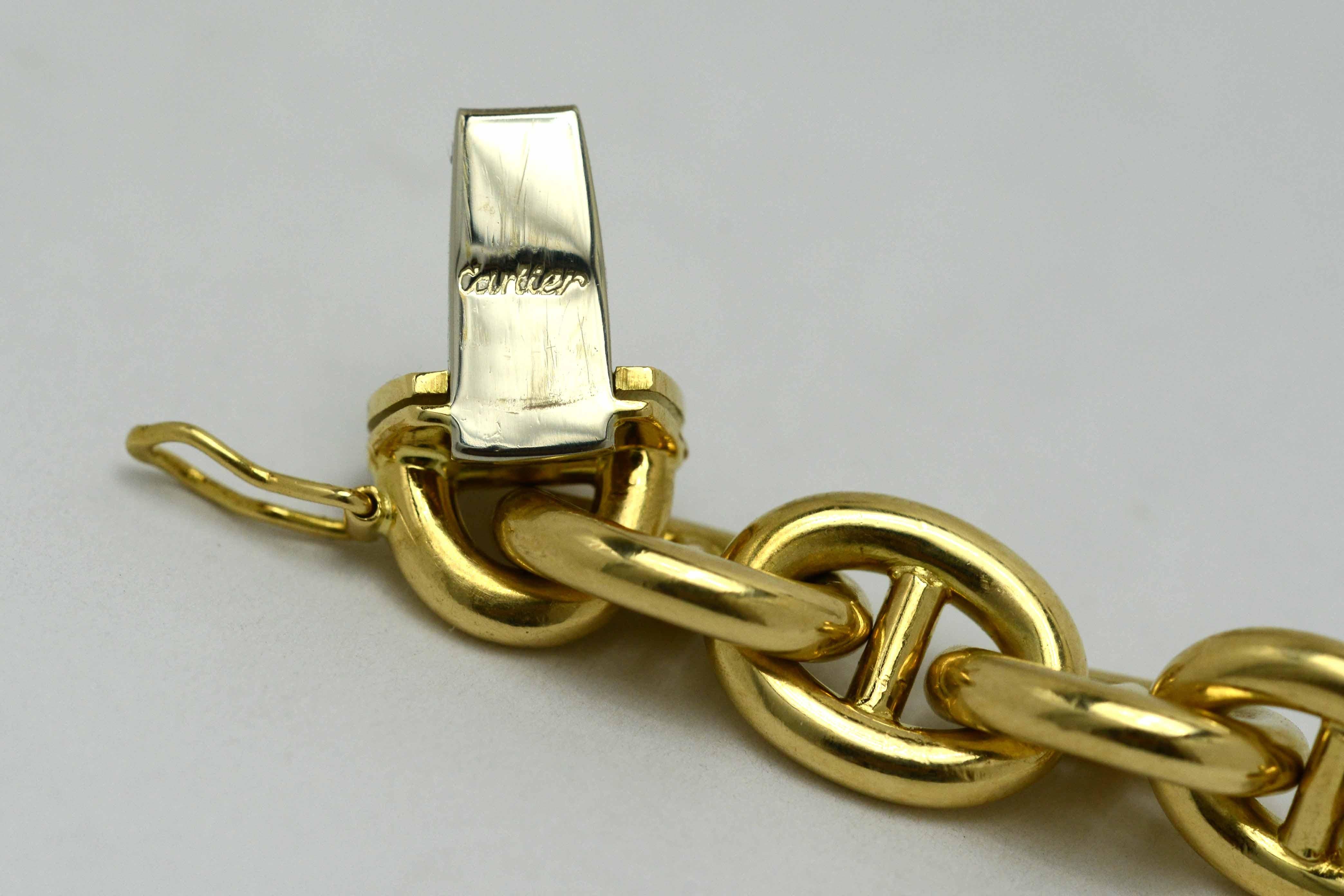 Women's or Men's Cartier Heavy 18K Gold Vintage Link Bracelet Wide Nautical Anchor Chain Mariner