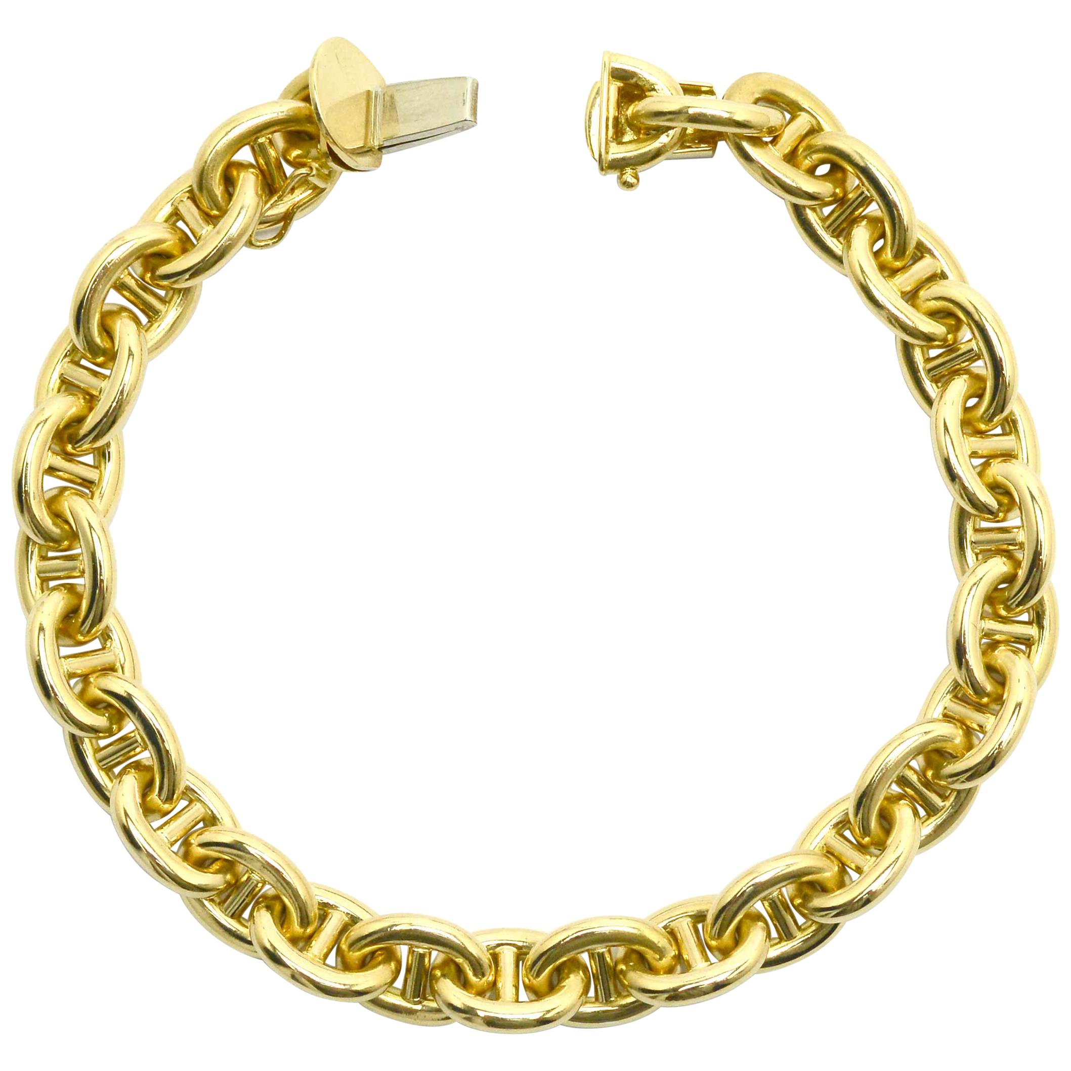 Gold Anchor Medium 7.5 inch Vice Bracelet Blue Strand 