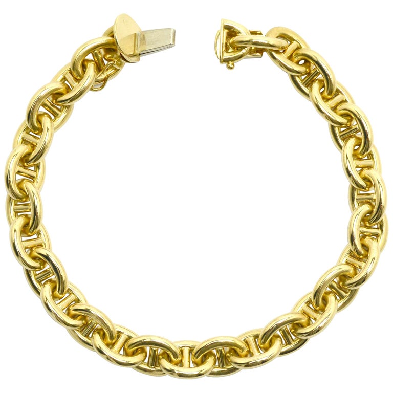 Cartier Heavy 18K Gold Vintage Link Bracelet Wide Nautical Anchor Chain ...