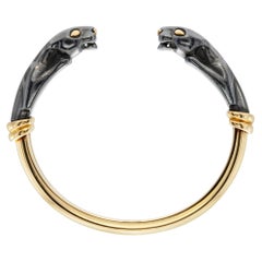 Cartier Hematite Double Headed Panthere Bangle Bracelet