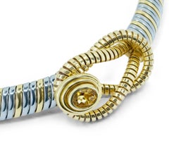 Cartier Hercules Knot Necklace 18K Yellow Gold Steel Tubogas Oval Citrine
