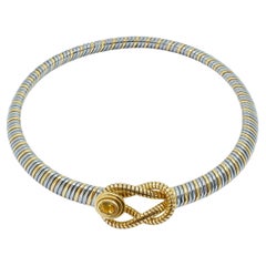 Cartier Hercules Knot Necklace 18K Yellow Gold Steel Tubogas Oval Citrine