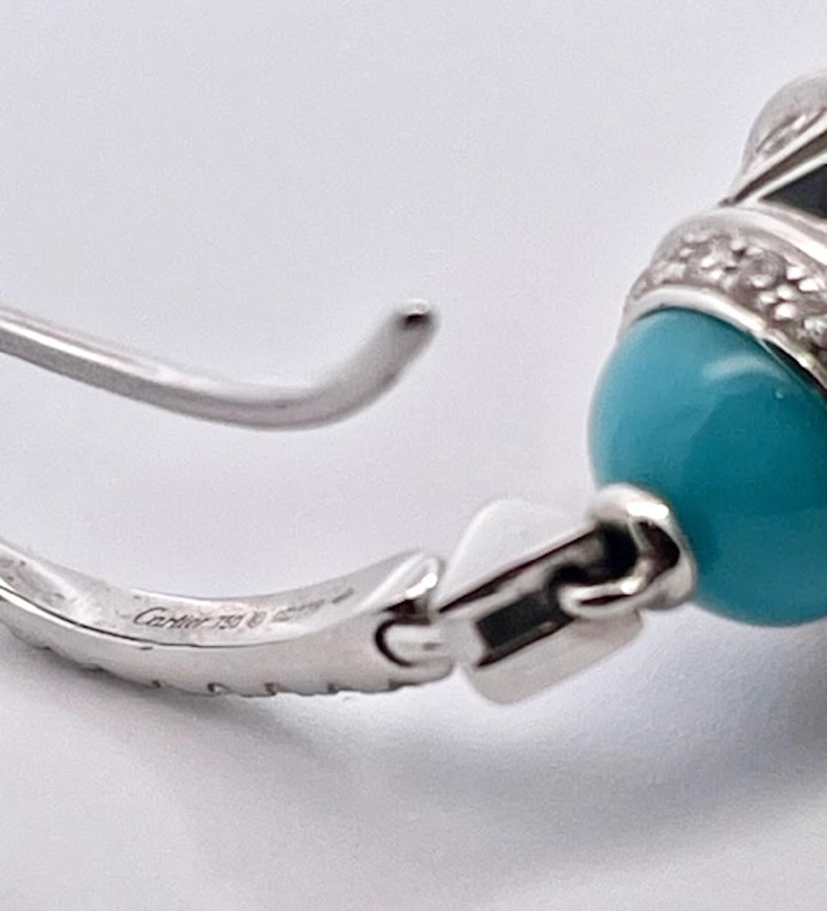 Cartier High Jewelry Diamond Turquoise Earrings Deco Inspired 3.93 Carat In Excellent Condition In North Hollywood, CA