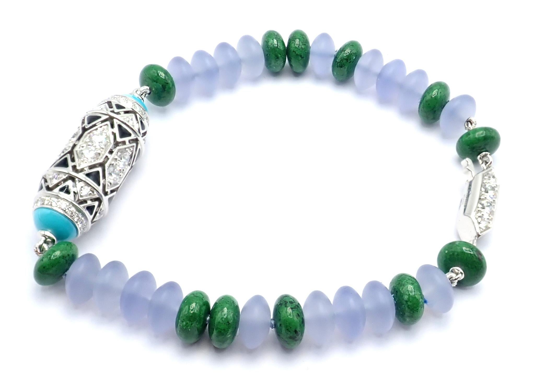 Cartier High Jewelry Géometrie &Contrastes Smaragd-Türkis-Weißgold-Armband (Art déco) im Angebot