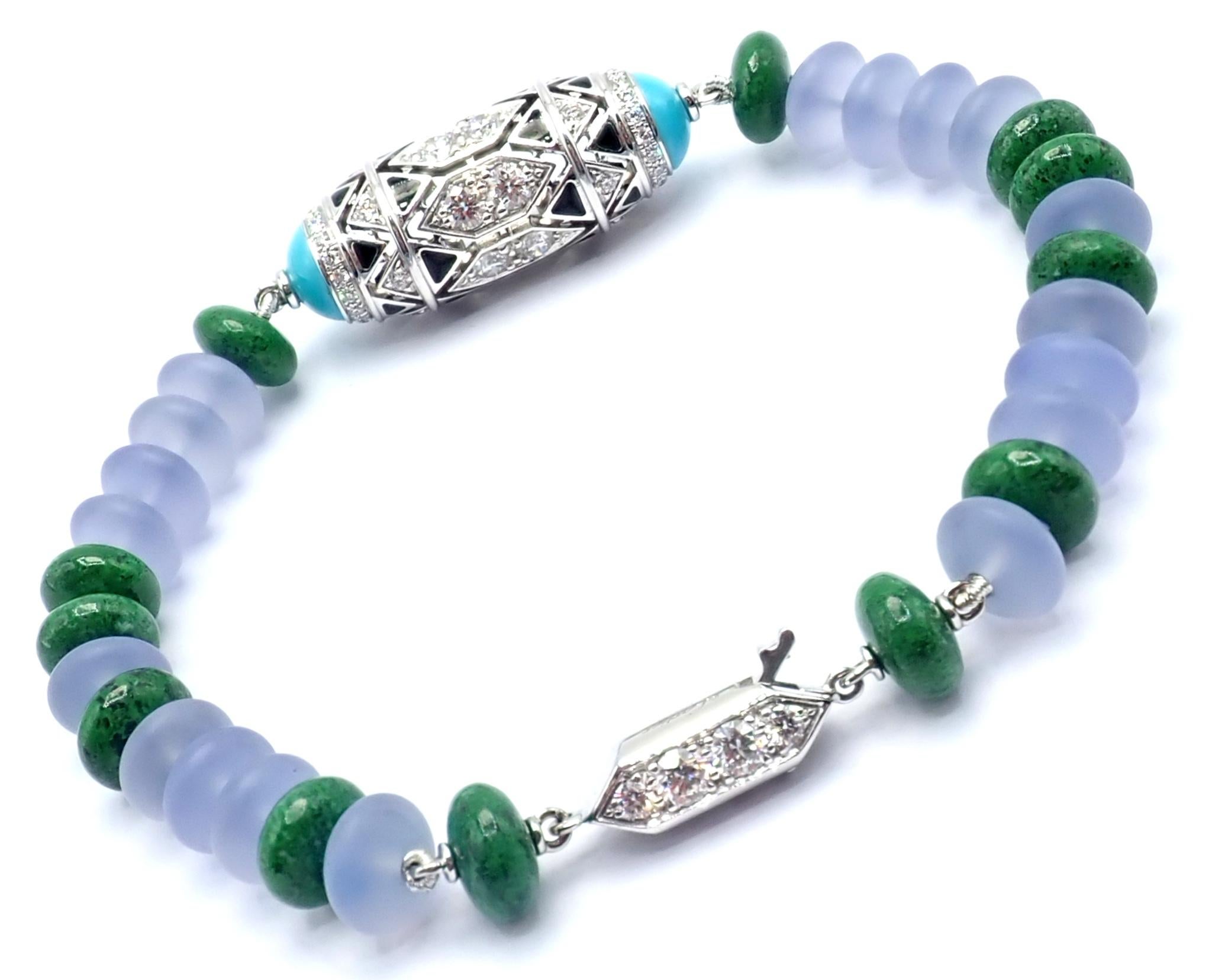 Cartier High Jewelry Géometrie &Contrastes Smaragd-Türkis-Weißgold-Armband (Brillantschliff) im Angebot