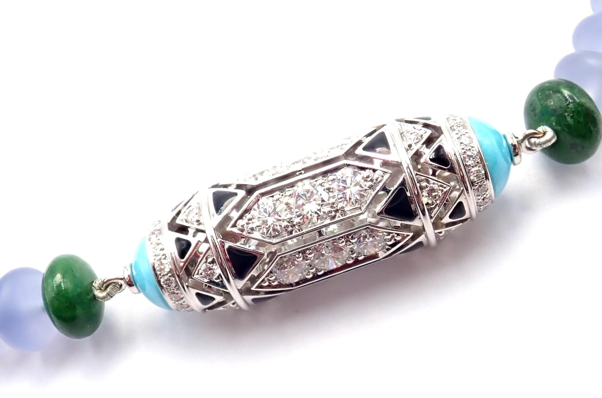 Cartier High Jewelry Géometrie &Contrastes Smaragd Türkis Weißgold Halskette im Angebot 4