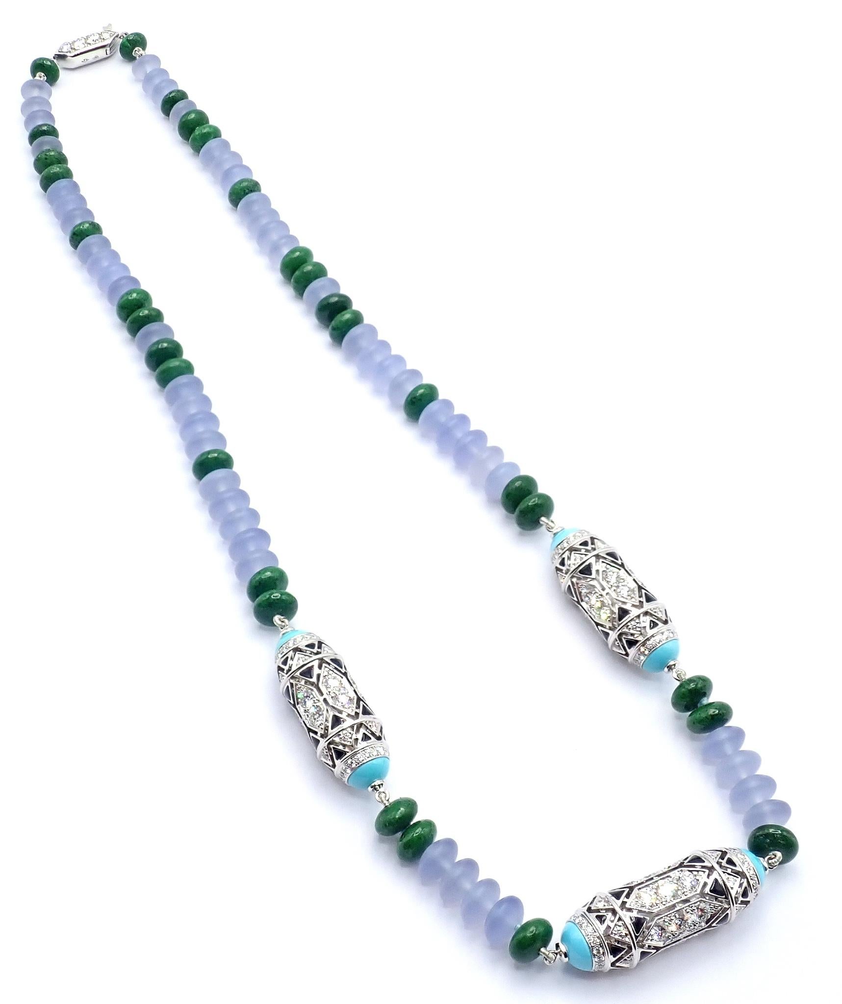 Cartier High Jewelry Géometrie &Contrastes Smaragd Türkis Weißgold Halskette im Angebot 6