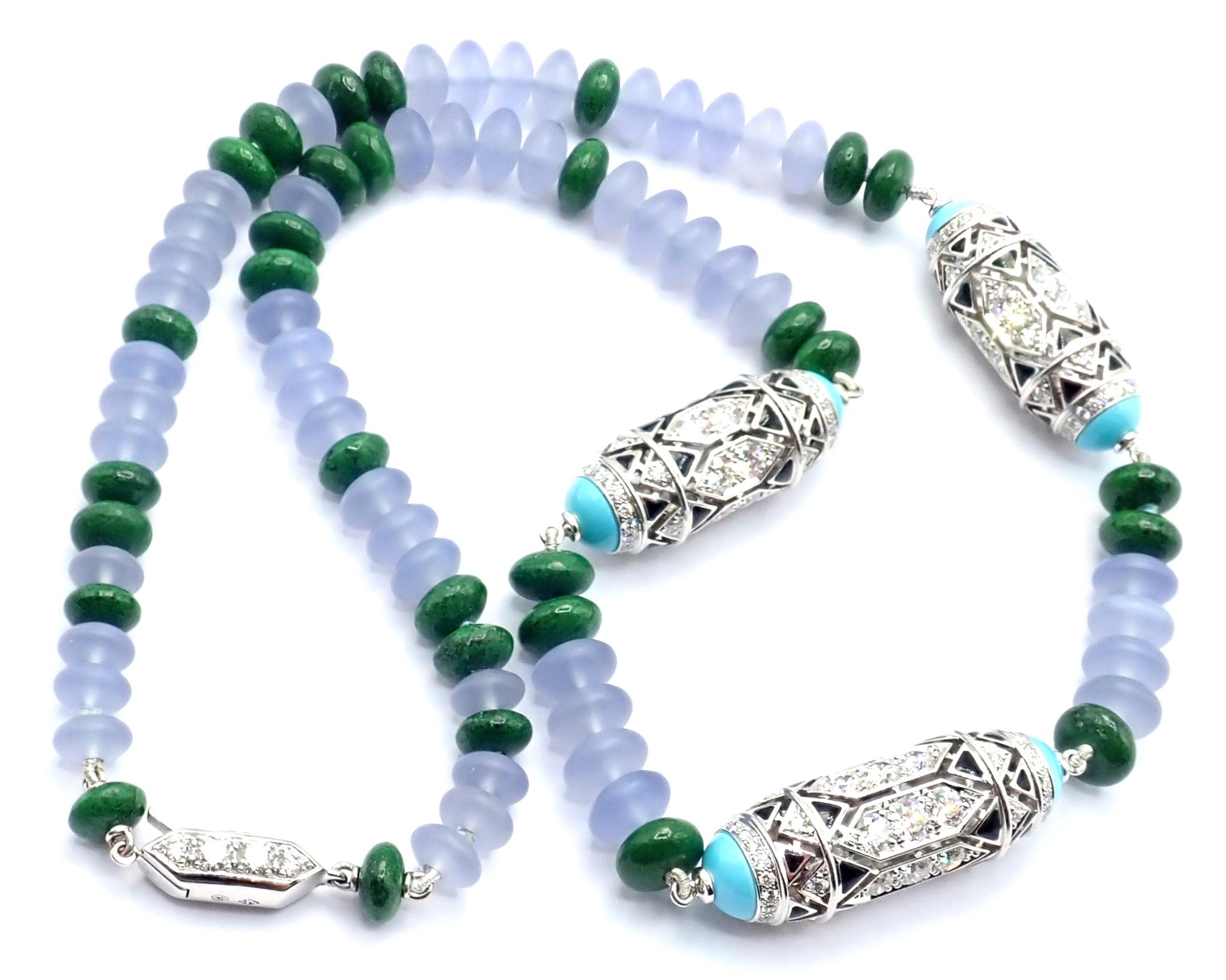 Cartier High Jewelry Géometrie &Contrastes Smaragd Türkis Weißgold Halskette im Angebot 7