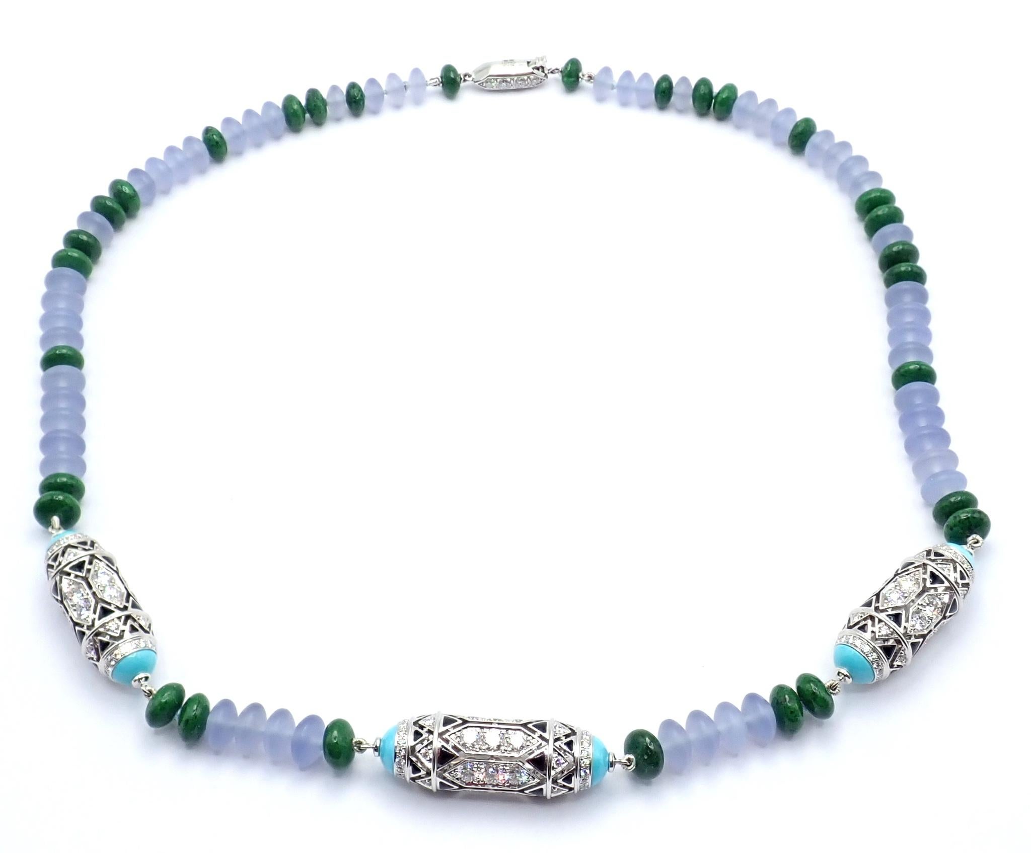 Cartier High Jewelry Géometrie &Contrastes Smaragd Türkis Weißgold Halskette (Art déco) im Angebot