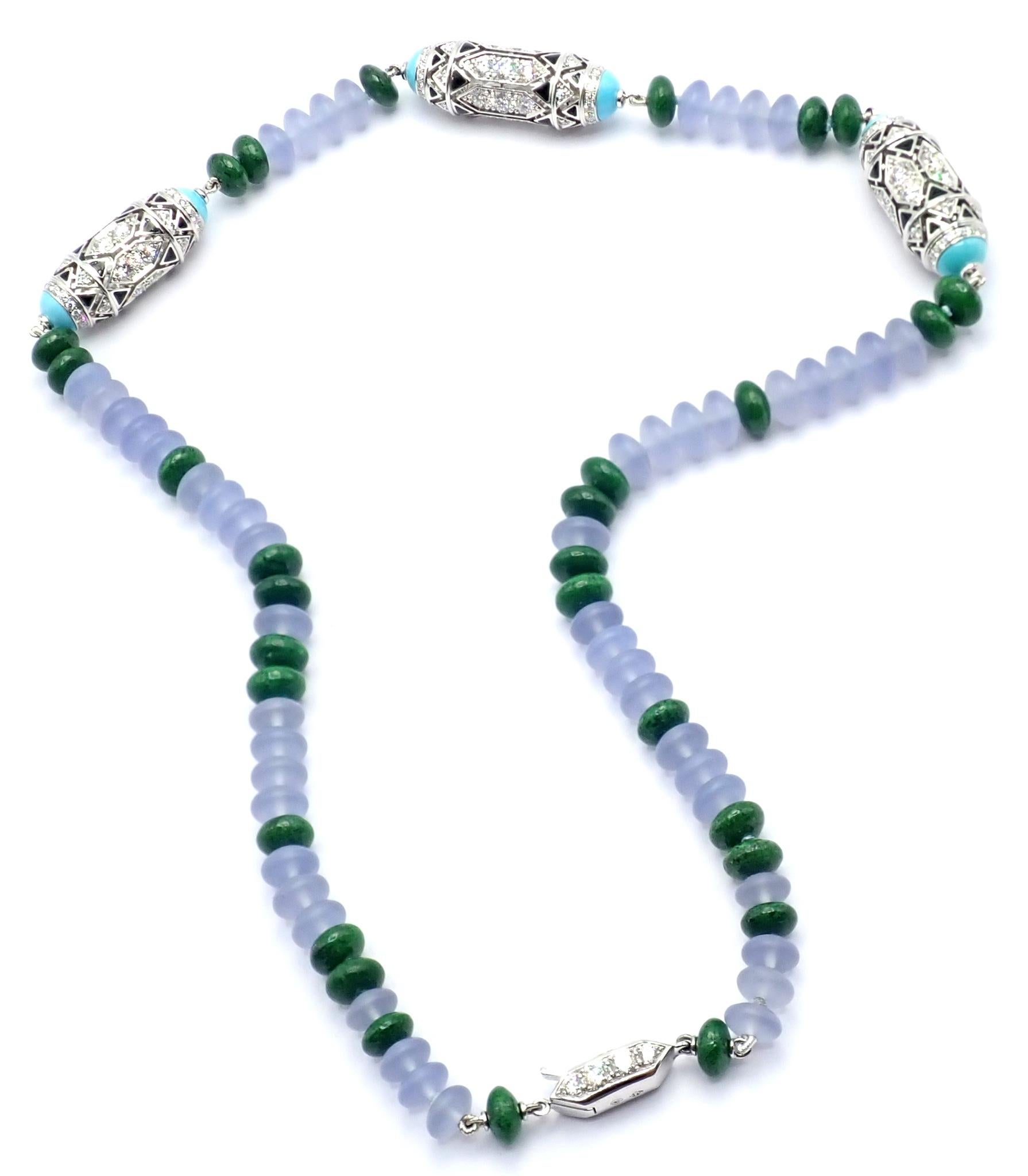 Cartier High Jewelry Géometrie &Contrastes Smaragd Türkis Weißgold Halskette (Brillantschliff) im Angebot