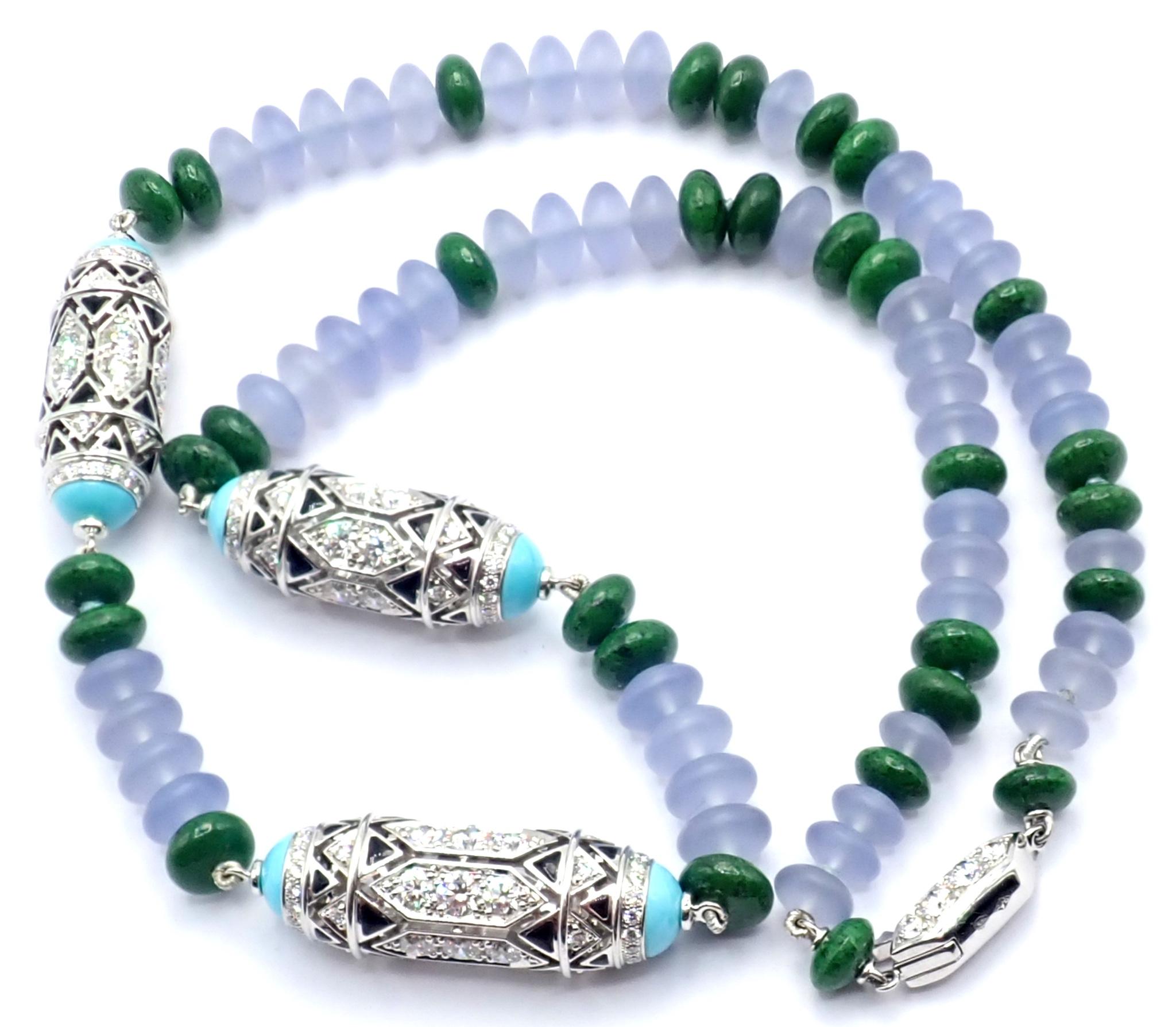 Cartier High Jewelry Géometrie &Contrastes Smaragd Türkis Weißgold Halskette im Zustand „Hervorragend“ im Angebot in Southampton, PA