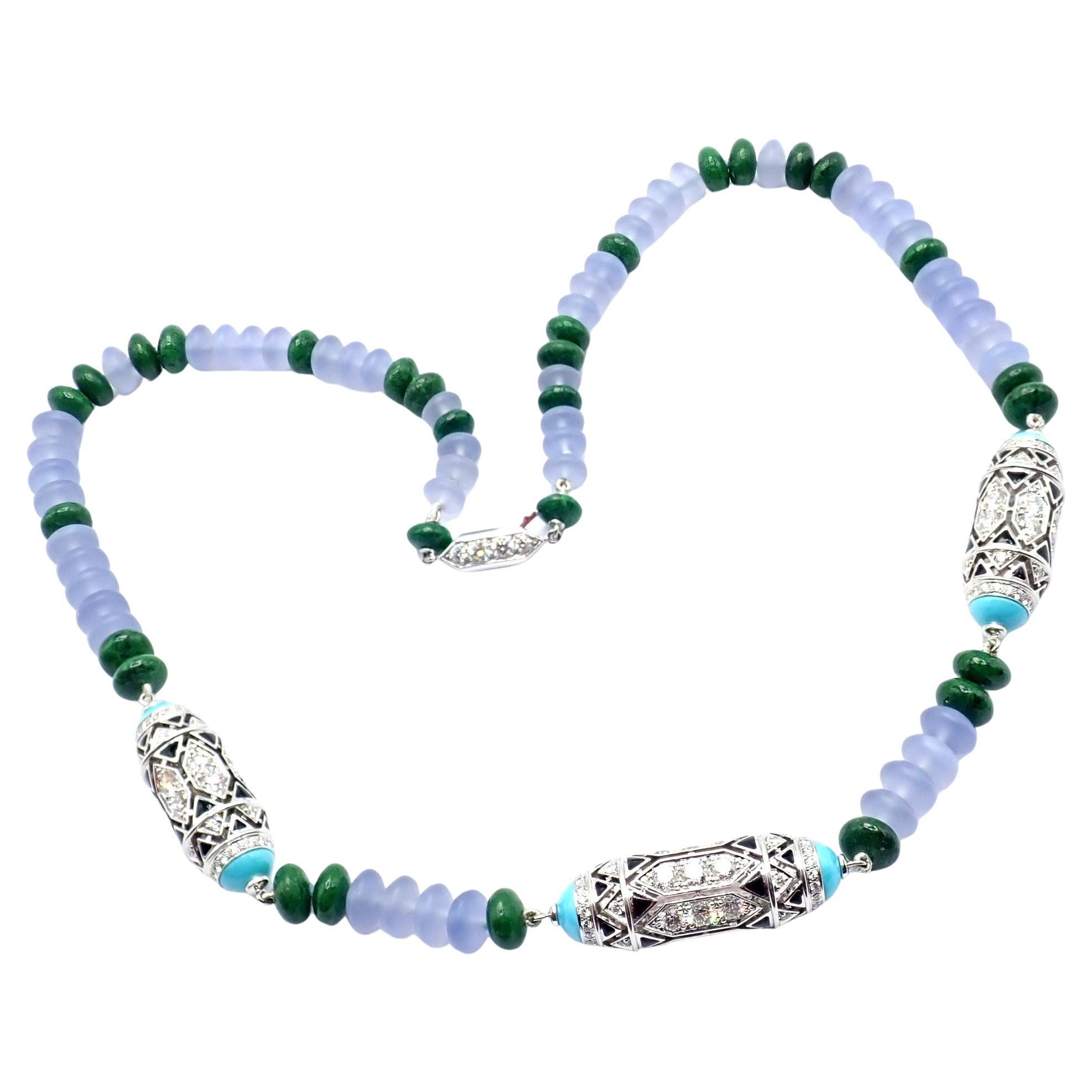 Cartier High Jewelry Géometrie &Contrastes Smaragd Türkis Weißgold Halskette im Angebot