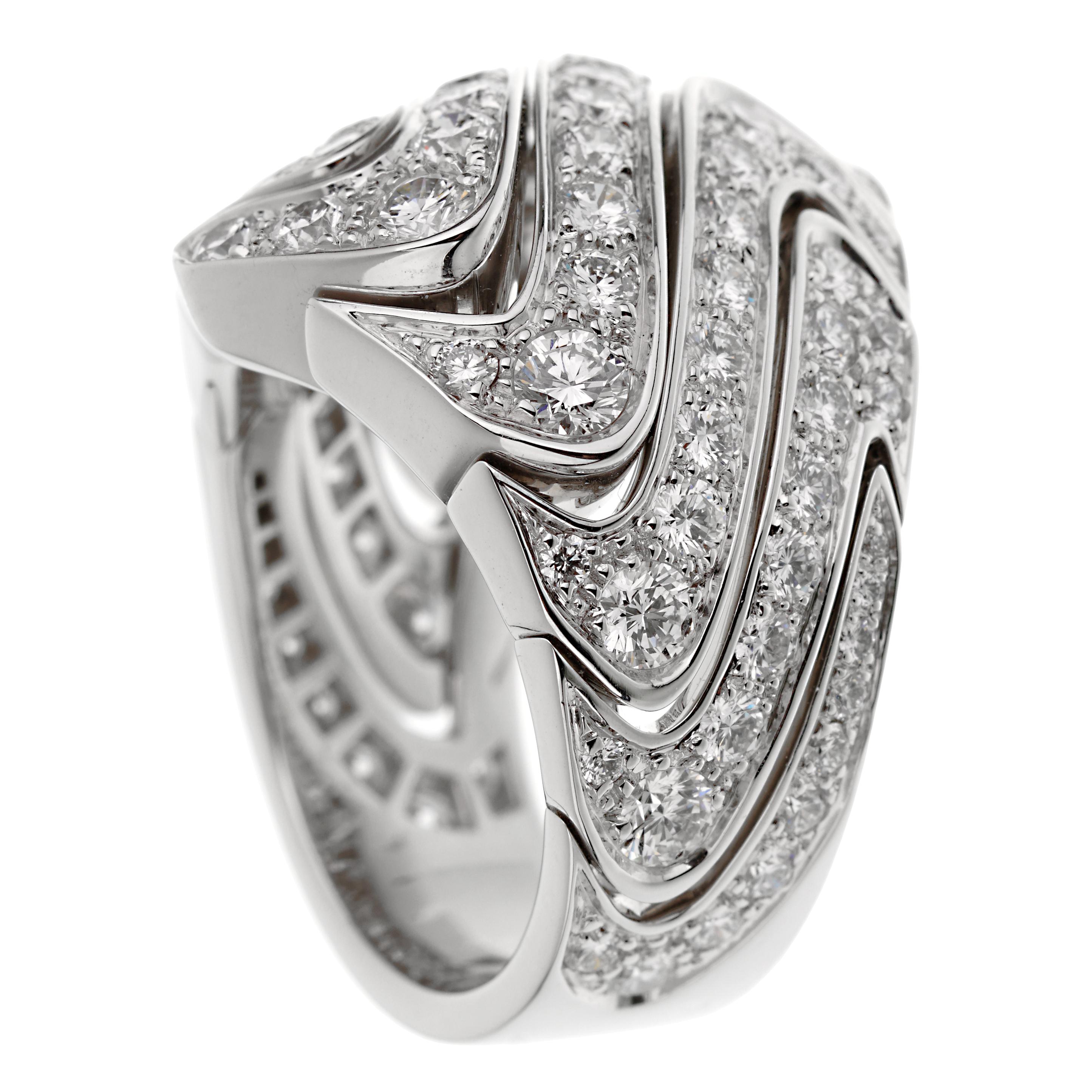 Round Cut Cartier High Jewelry Pavé Diamond Cocktail White Gold Ring
