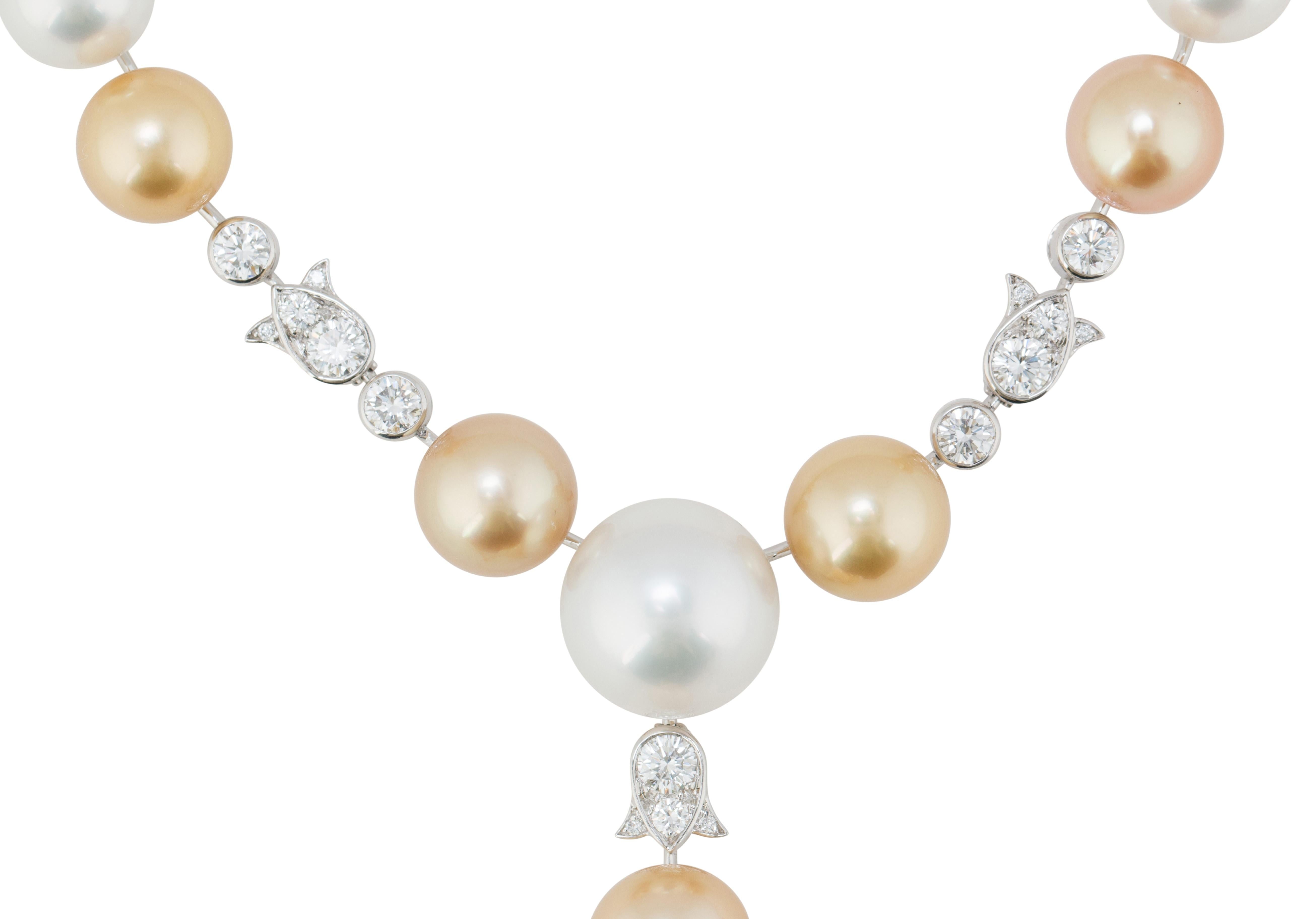 Brilliant Cut Cartier High Jewelry Platinum Diamond and Pearl Necklace