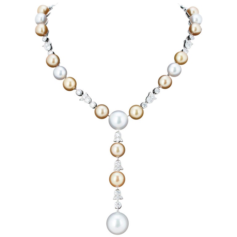 Cartier High Jewelry Platinum Diamond and Pearl Necklace at 1stDibs
