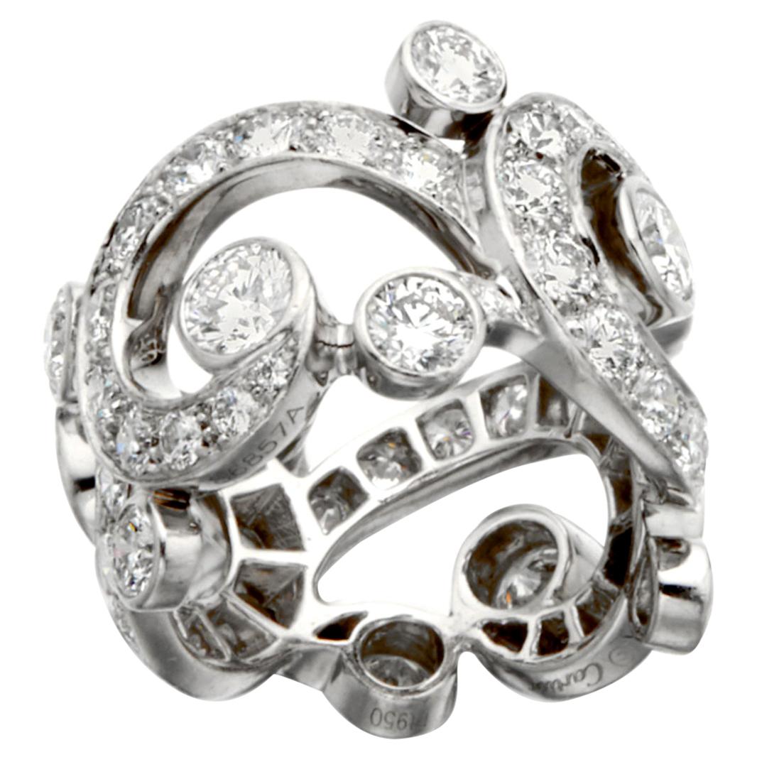 Cartier High Jewelry Platinum Diamond Cocktail Ring For Sale