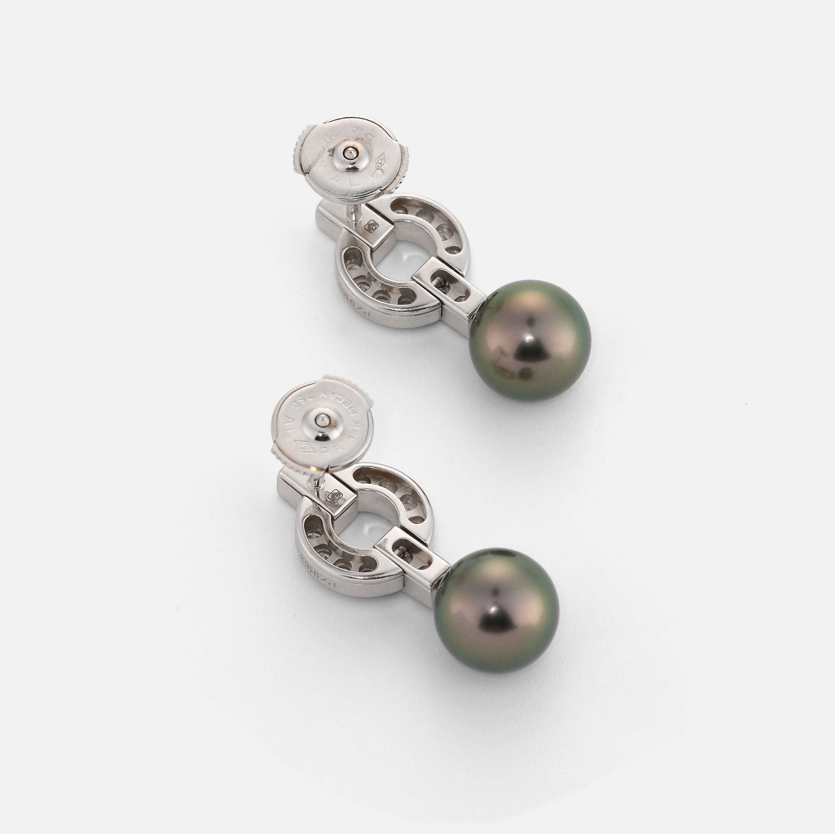 Cartier Orecchini Himalaya in oro bianco con perle e diamanti In condizioni ottime in vendita a PARIS, FR