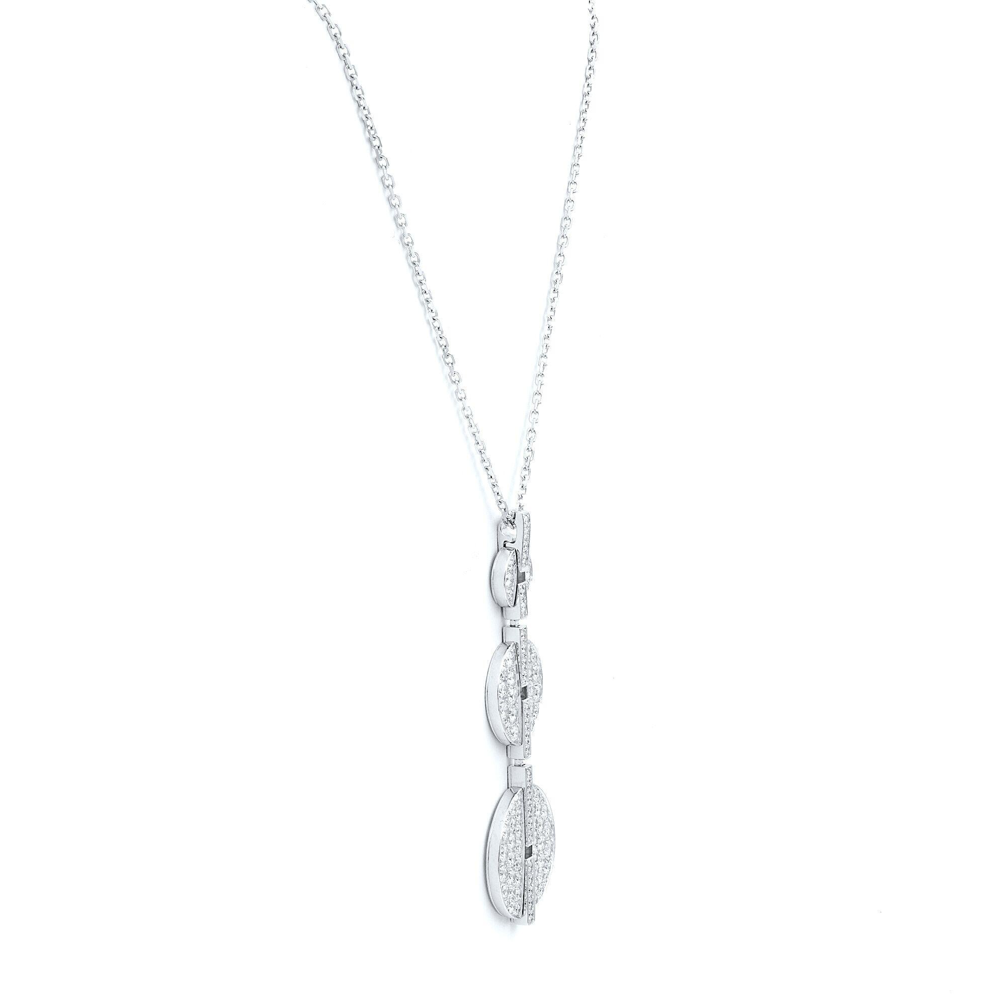 Modern Cartier Himalia 18 Karat White Gold Diamond Pendant Necklace 4.55 Carat