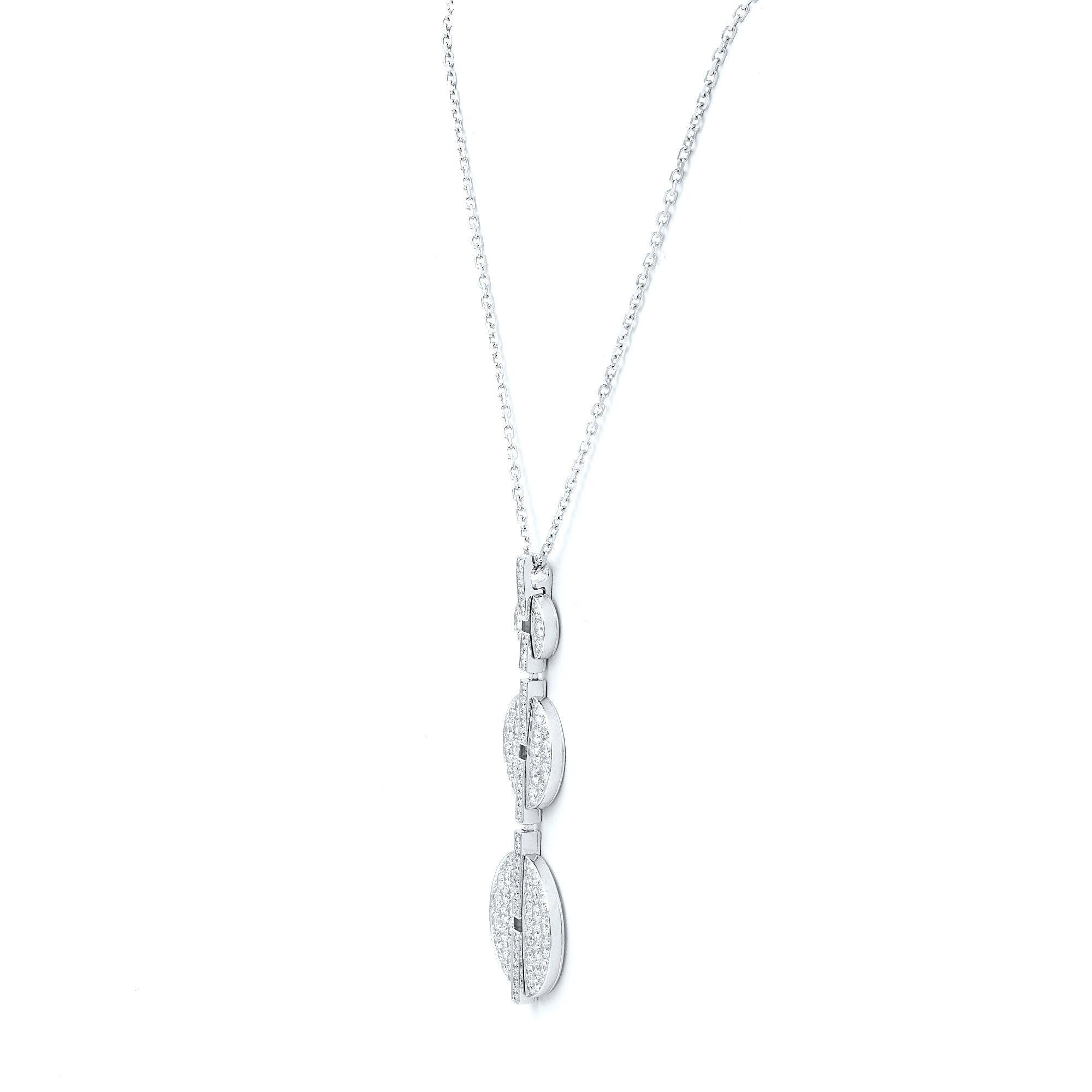 Women's Cartier Himalia 18 Karat White Gold Diamond Pendant Necklace 4.55 Carat