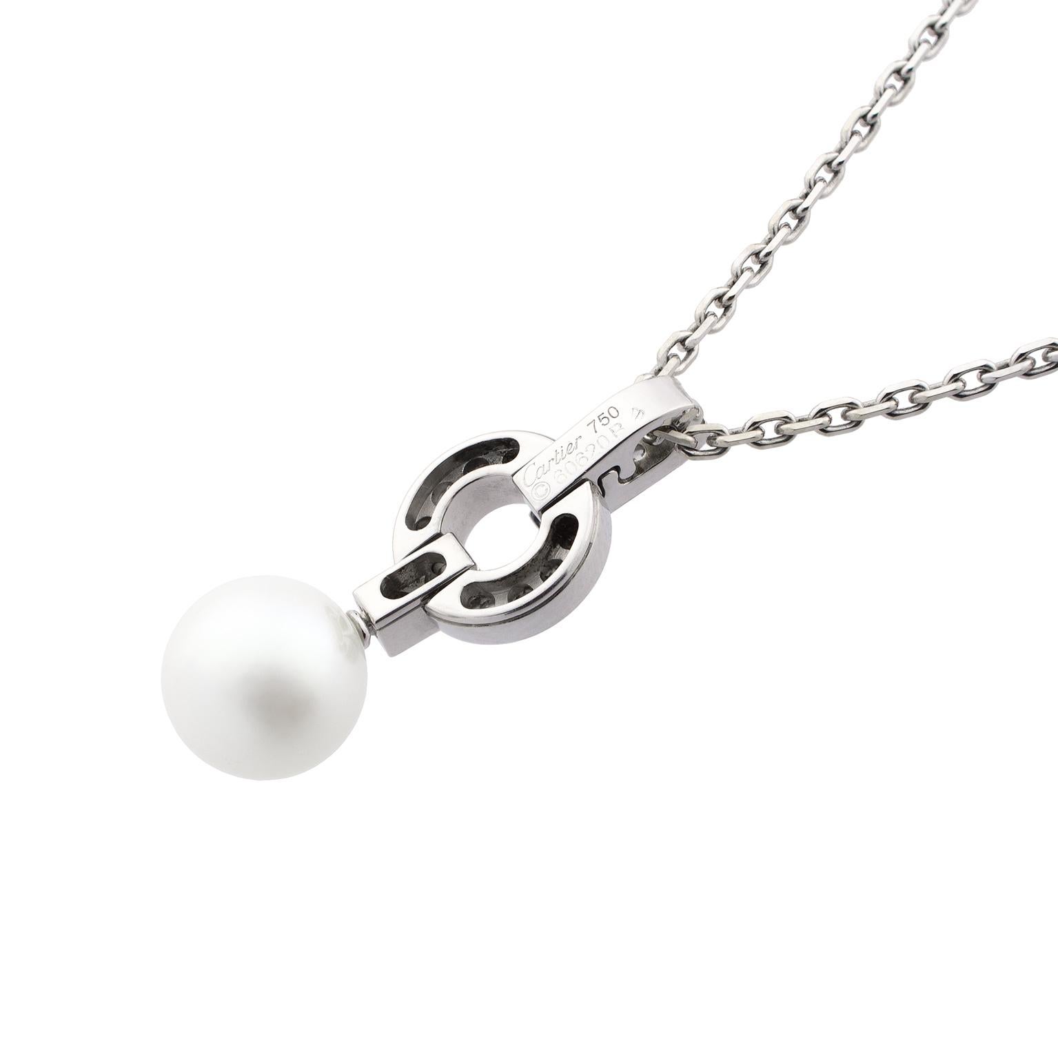 Cartier Himalia 18 Karat White Gold Diamonds Pearl Necklace In Excellent Condition For Sale In Madrid, ES