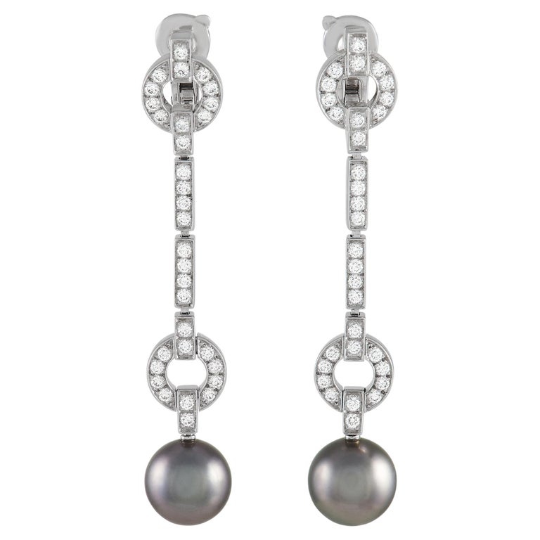Cartier White Gold, Diamond and Pearl Himalia Earrings, Contemporary