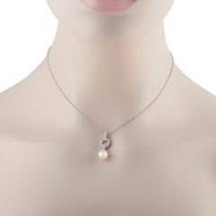 Cartier Himalia 18K White Gold Diamond and Pearl Pendant Necklace #5197