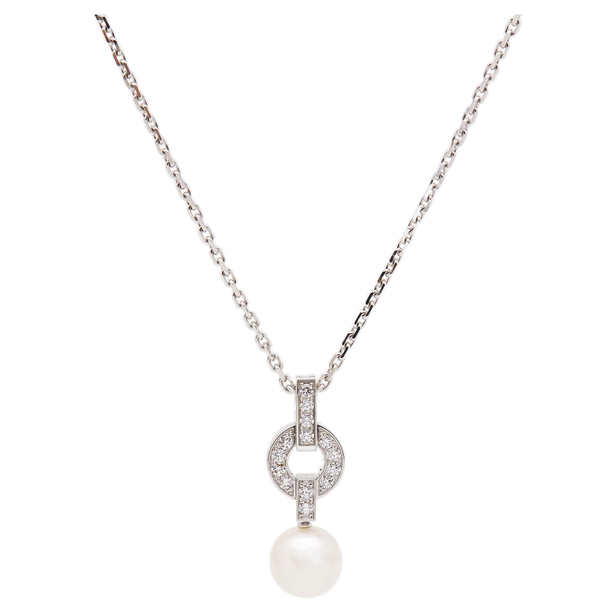 Cartier Himalia Cultured Pearl Diamonds 18k White Gold Necklace