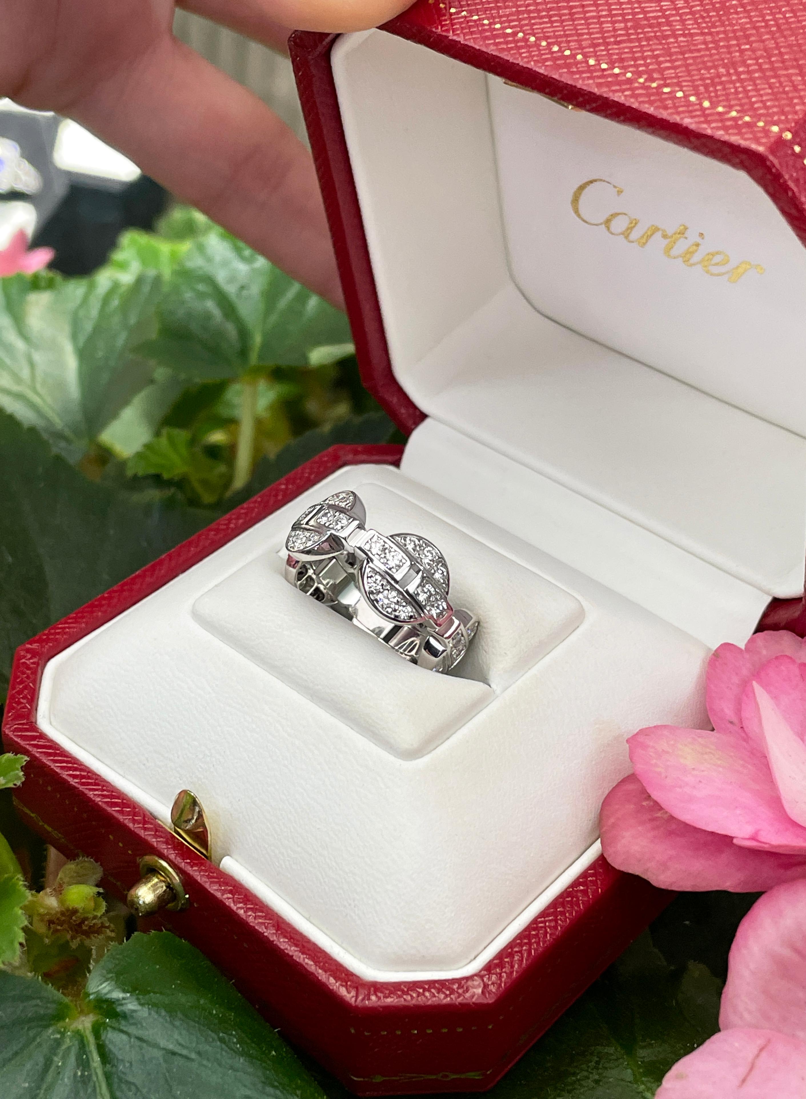 Modern Cartier Himalia Diamond 18 Carat White Gold Band Ring