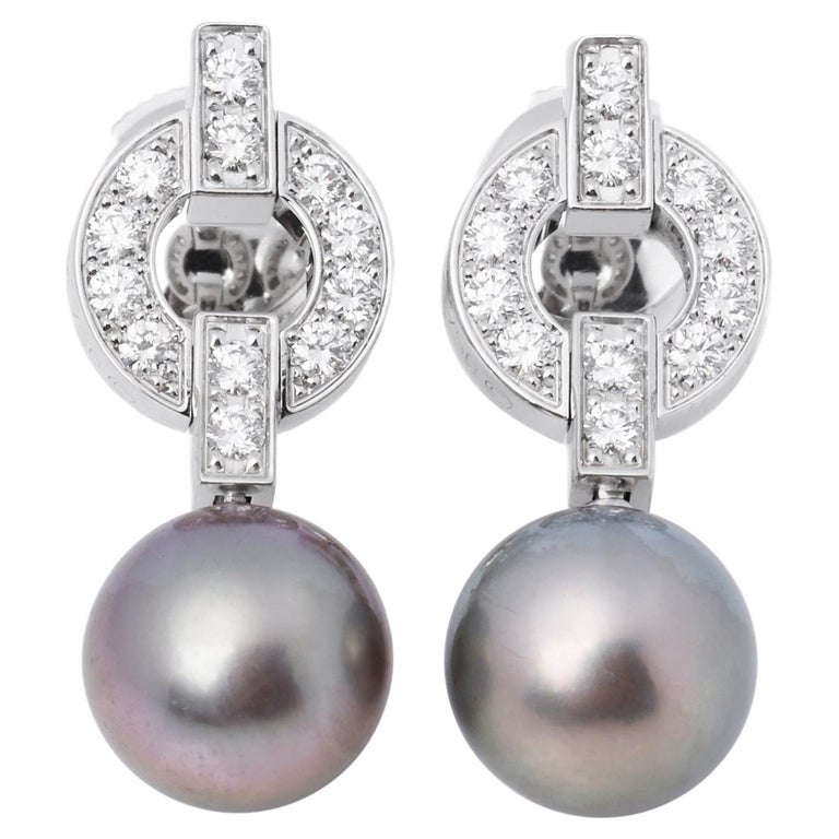 Cartier Himalia Diamond and Pearl Earrings at 1stDibs