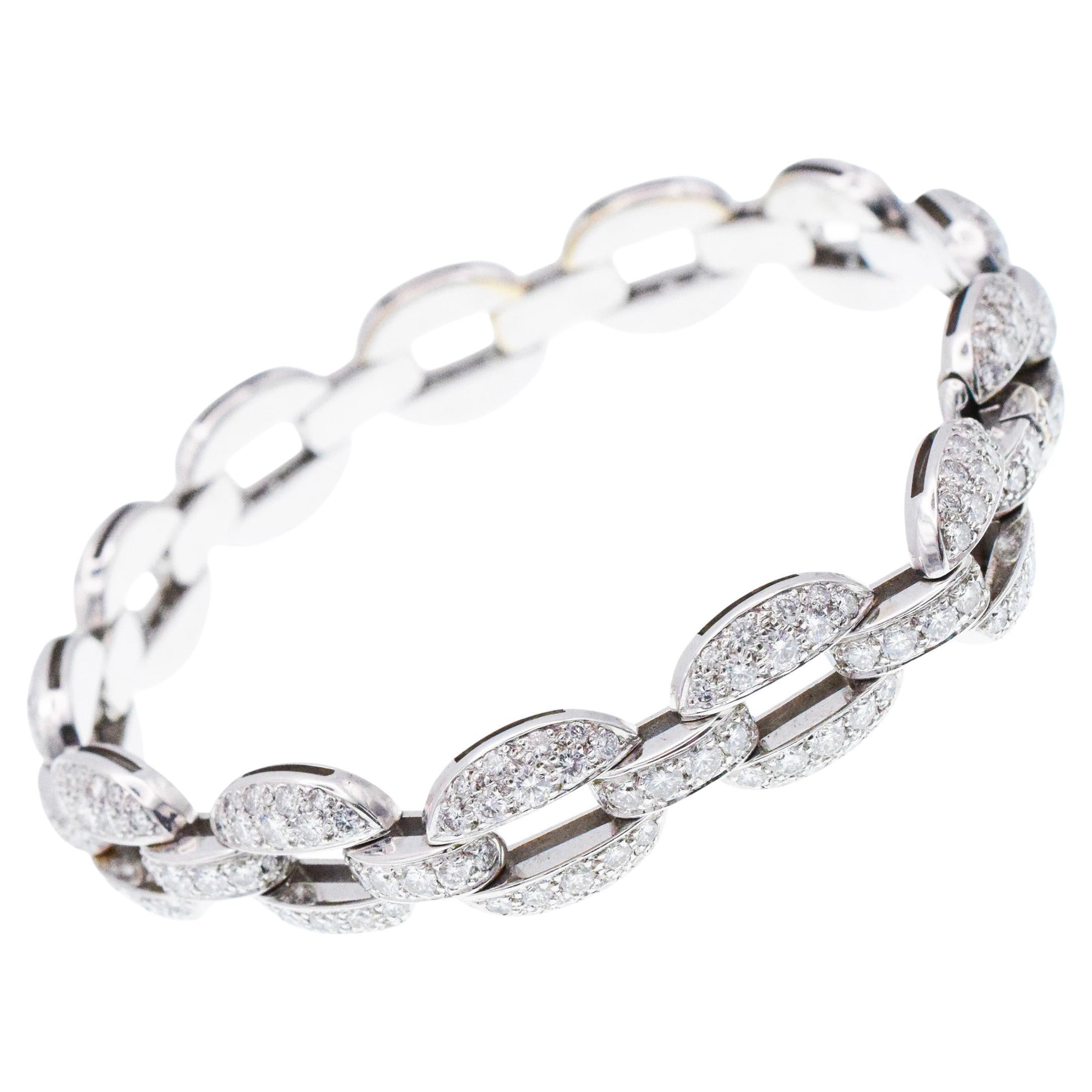 Cartier Himalia Diamond Bracelet in 18k White Gold. This bracelet has 311 round brilliant cut diamonds weighing a total of approximately 9.00ct, all set in 18k
white gold. Signed Cartier, 750, Serial Number: xxxx,
obscured French
Assay mark and