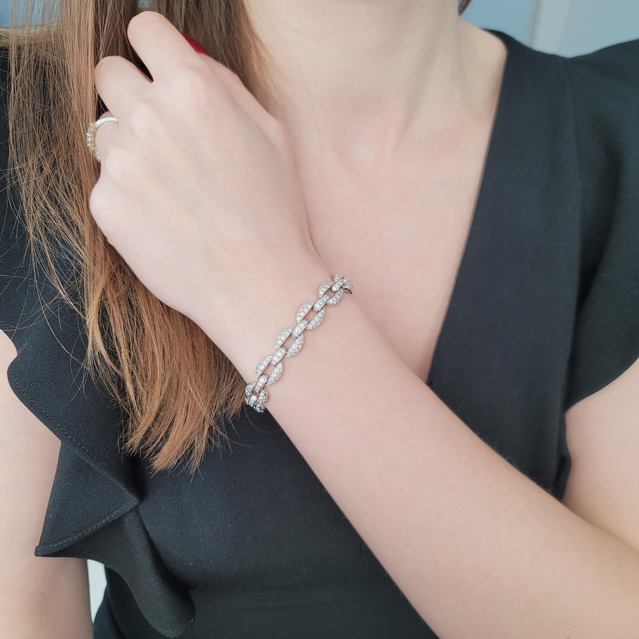 Round Cut Cartier Himalia Diamond Bracelet in 18 For Sale