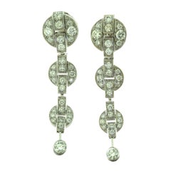 Cartier Himalia Diamond Drop Long Earrings in White Gold