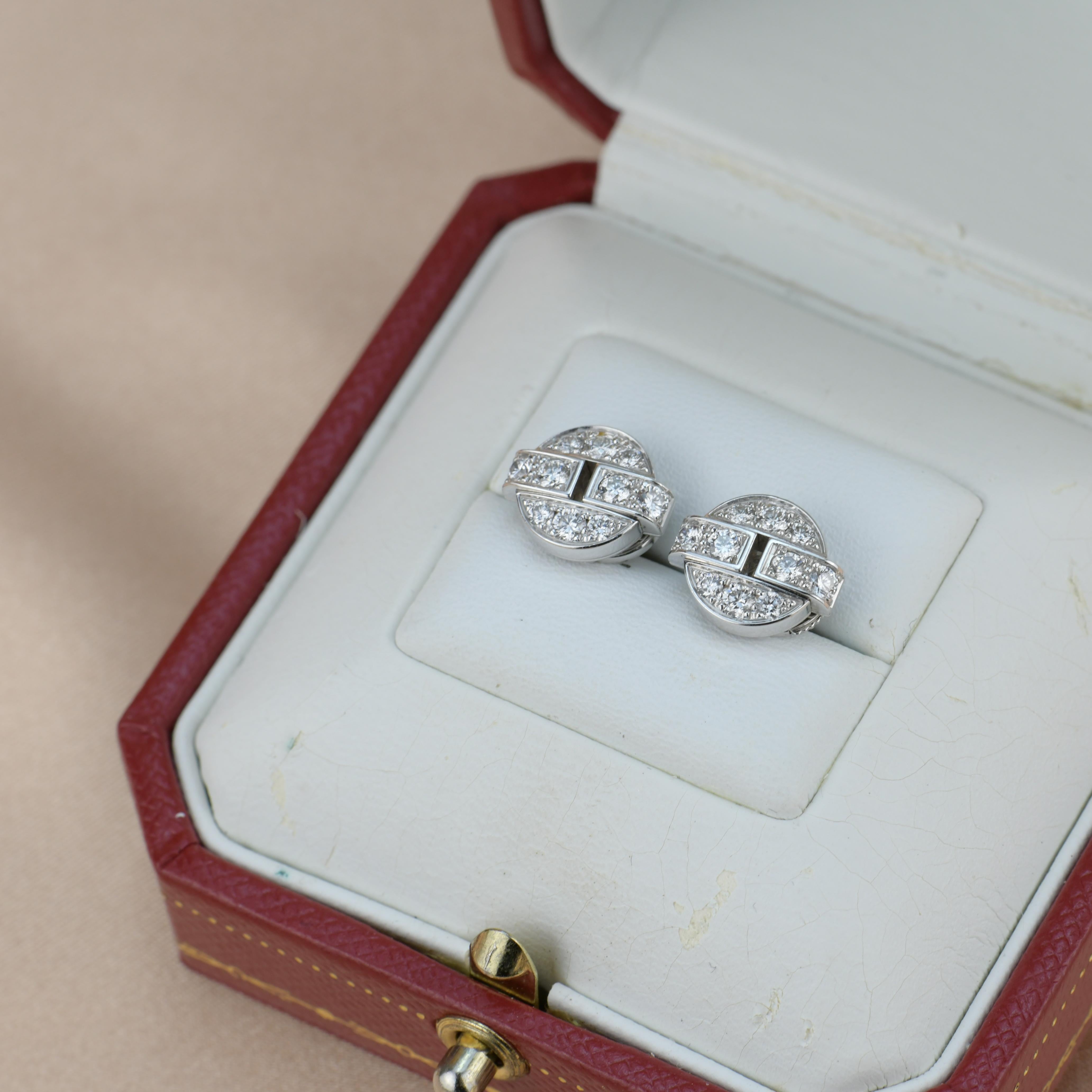Women's or Men's Cartier Himalia Diamond Stud Earrings in 18k White Gold