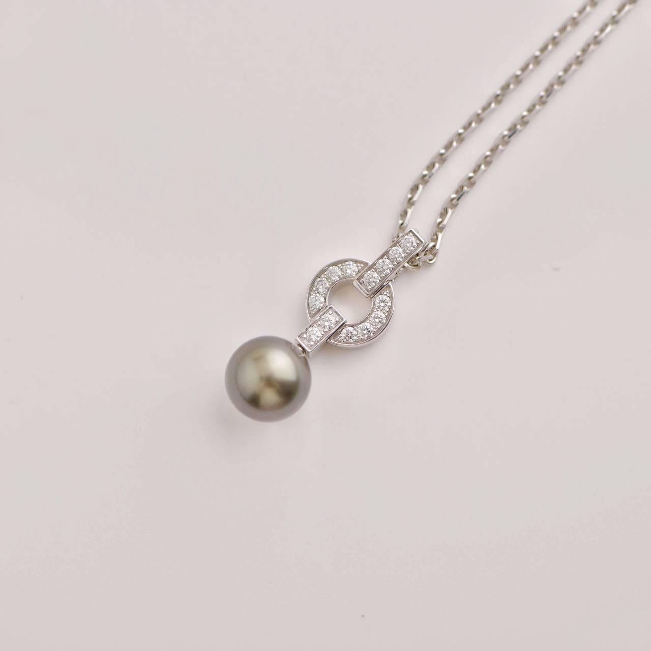 Brilliant Cut Cartier Himalia Diamond Tahitian Pearl Pendant Necklace For Sale