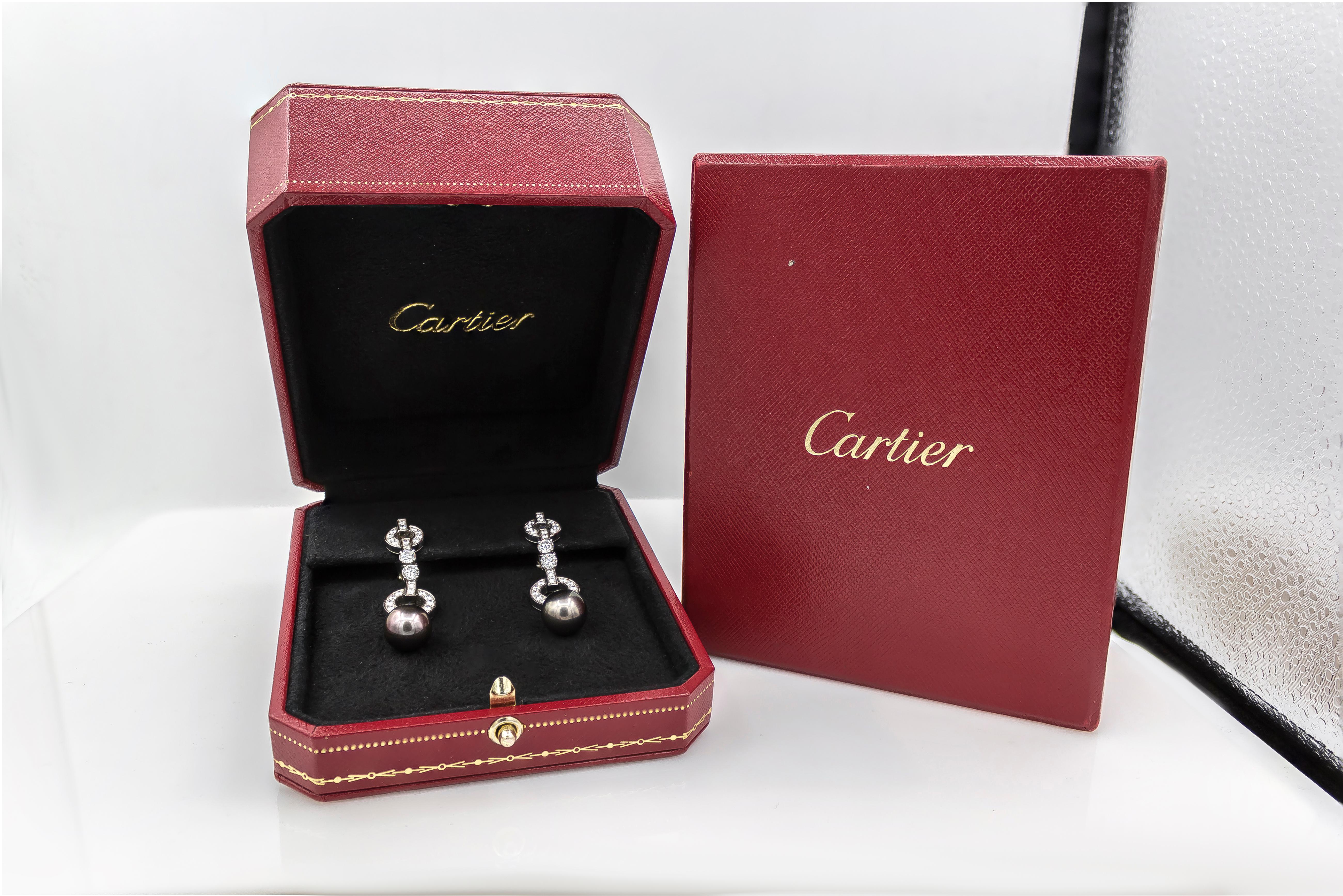 Cartier Himalia-Perlen- und Diamant-Ohrringe im Zustand „Neu“ in New York, NY