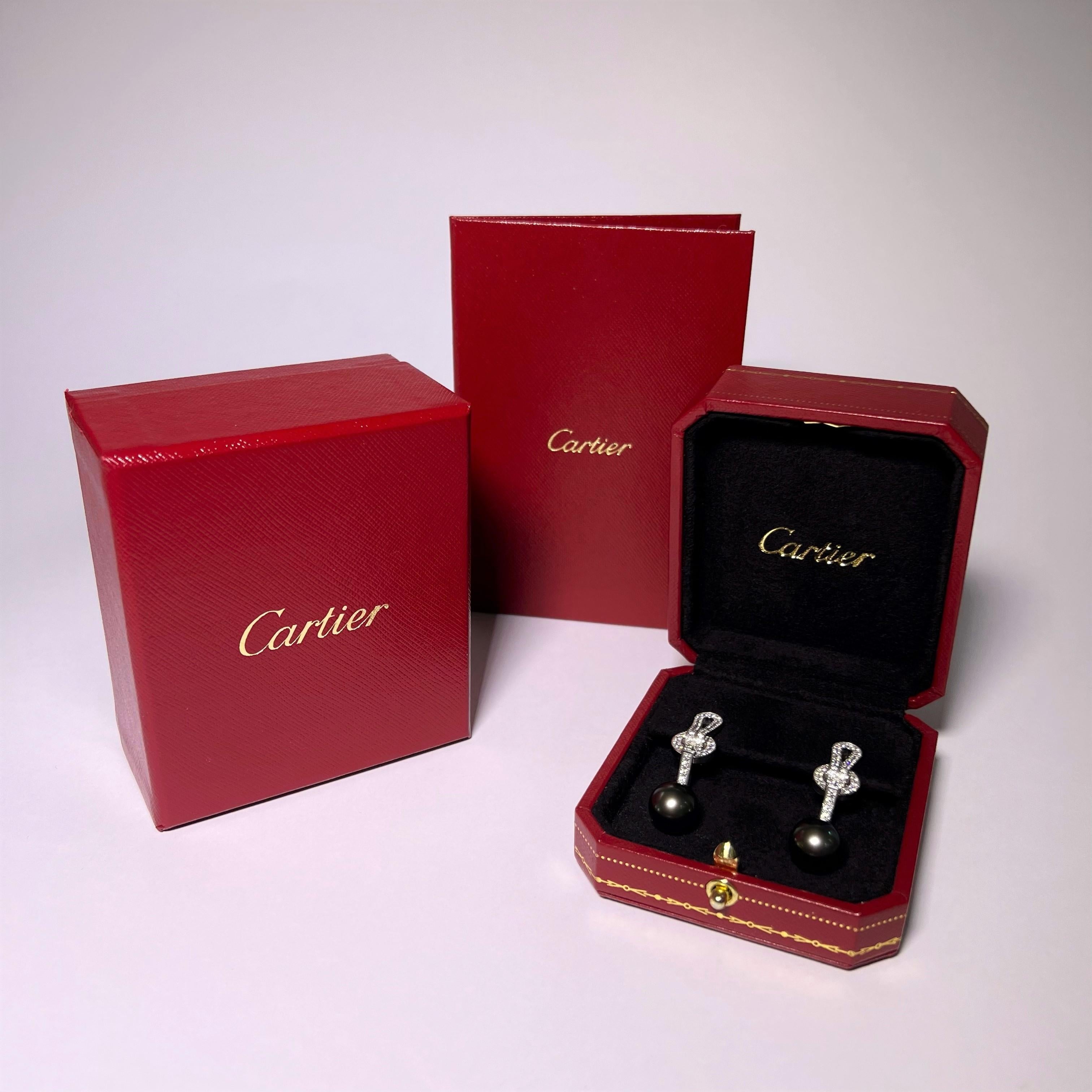 Cartier Himalia Pearl and Diamond Earrings in 18 Karat White Gold 6