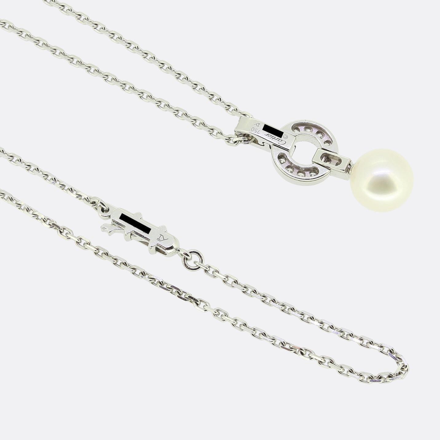 Brilliant Cut Cartier Himalia Pearl and Diamond Necklace For Sale
